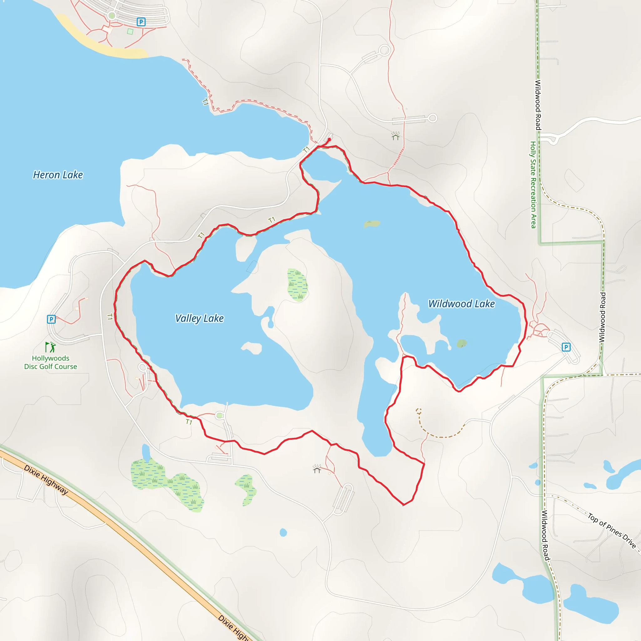 Valley lake - Wildwood Lake Loop mobile static map