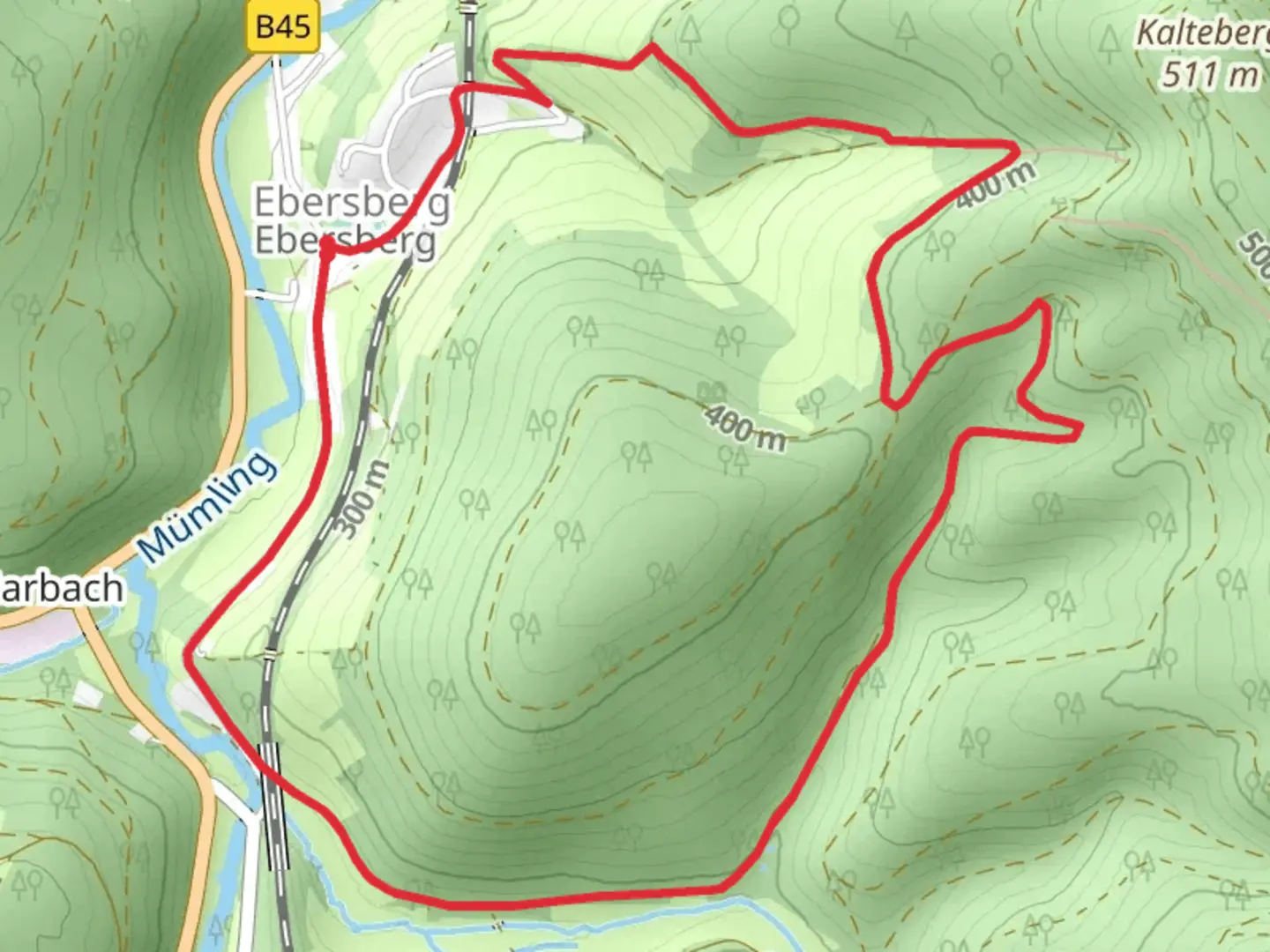 An image depicting the trail Ebersberg Loop via Himbachel Viadukt and its surrounding area.