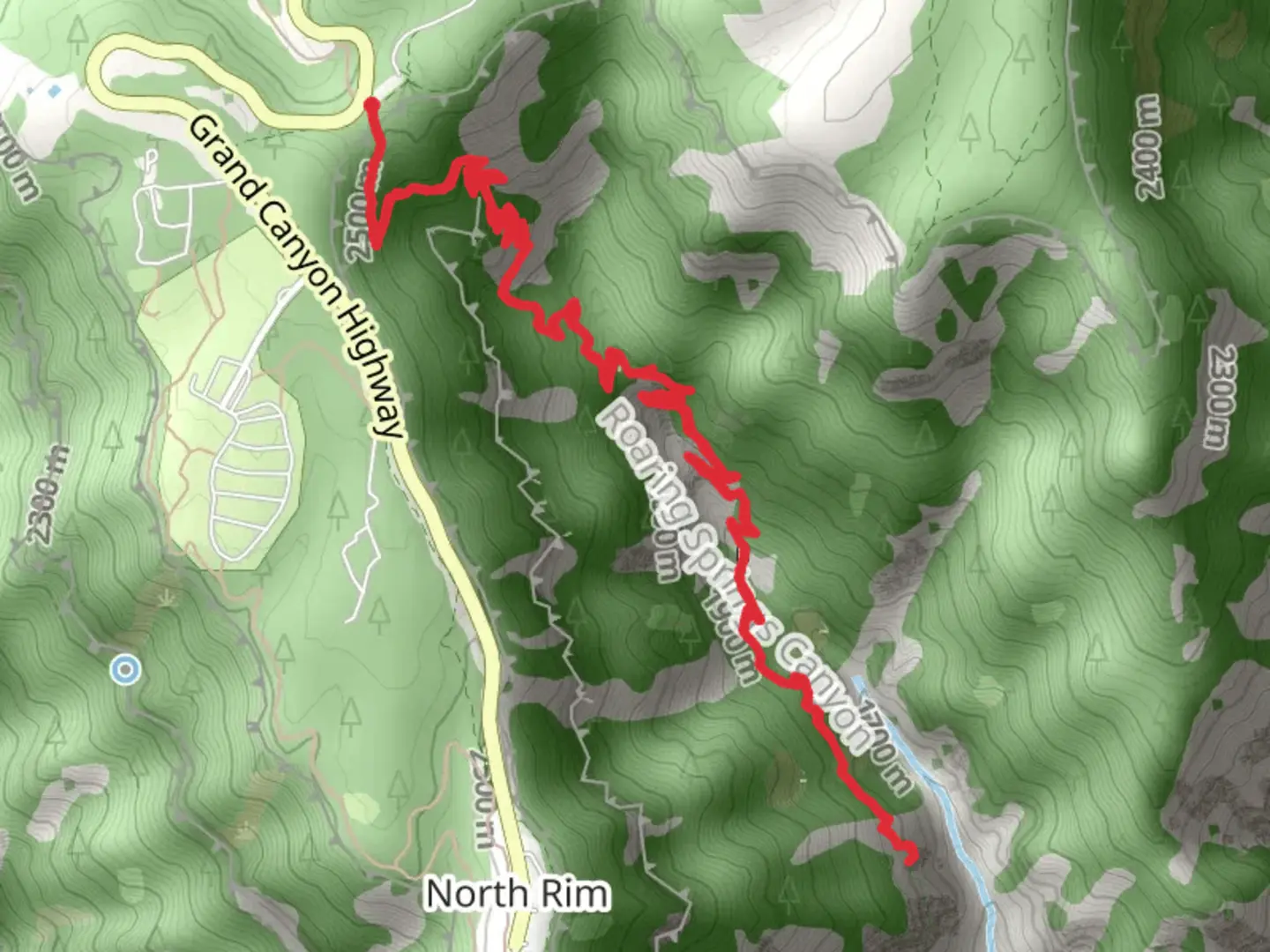 An image depicting the trail North Kaibab Short Trail from Grand Canyon Highway and its surrounding area.