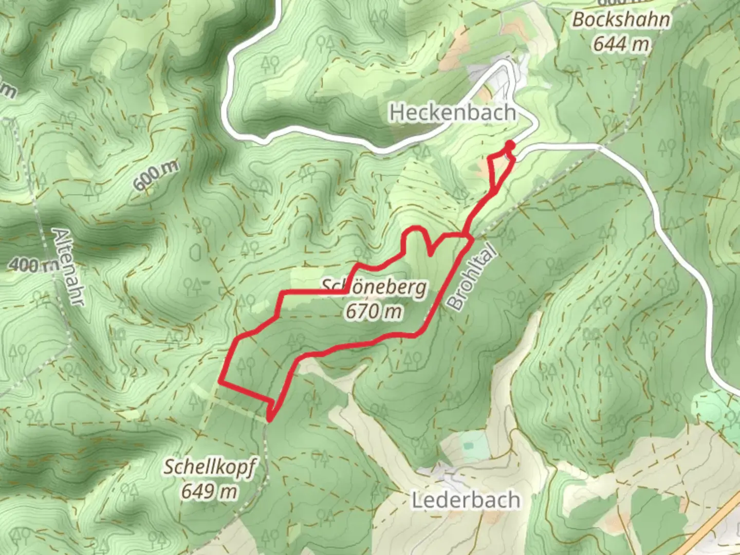 An image depicting the trail Schöneberg Loop and its surrounding area.