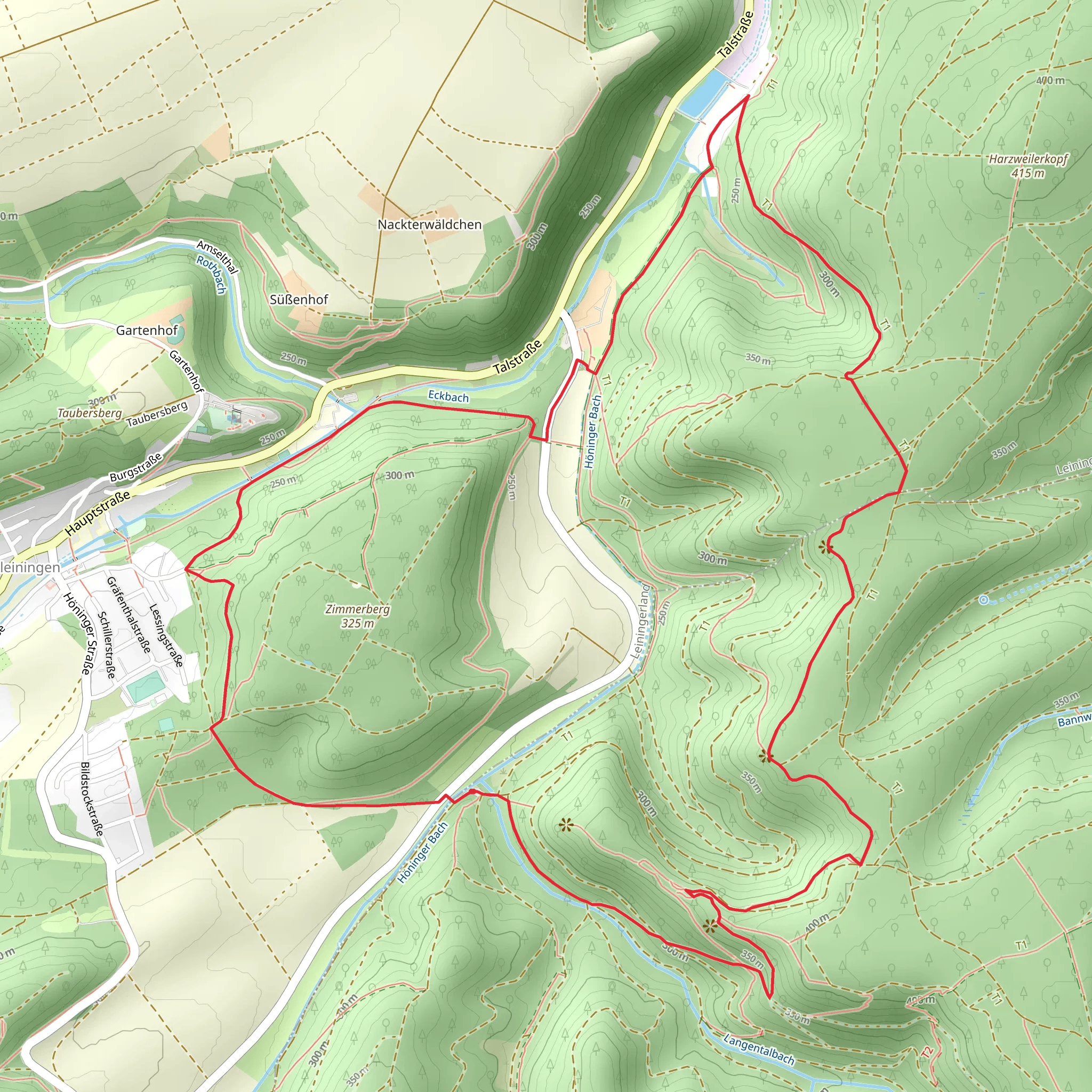 Kupferberg, Spechttal Loop via Pfälzerwald Blauer Balken mobile static map