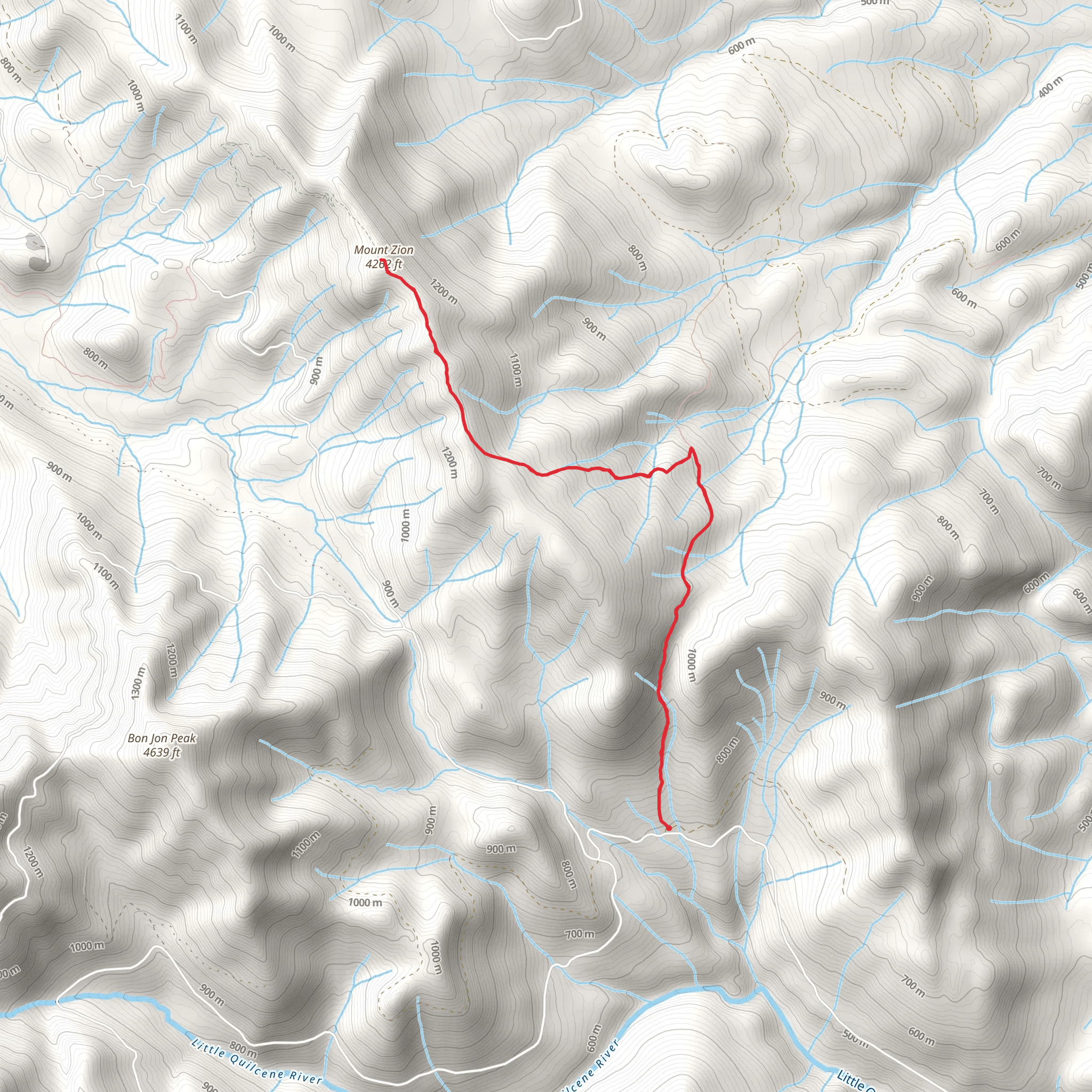 Mount Zion via Deadfall Trail mobile static map