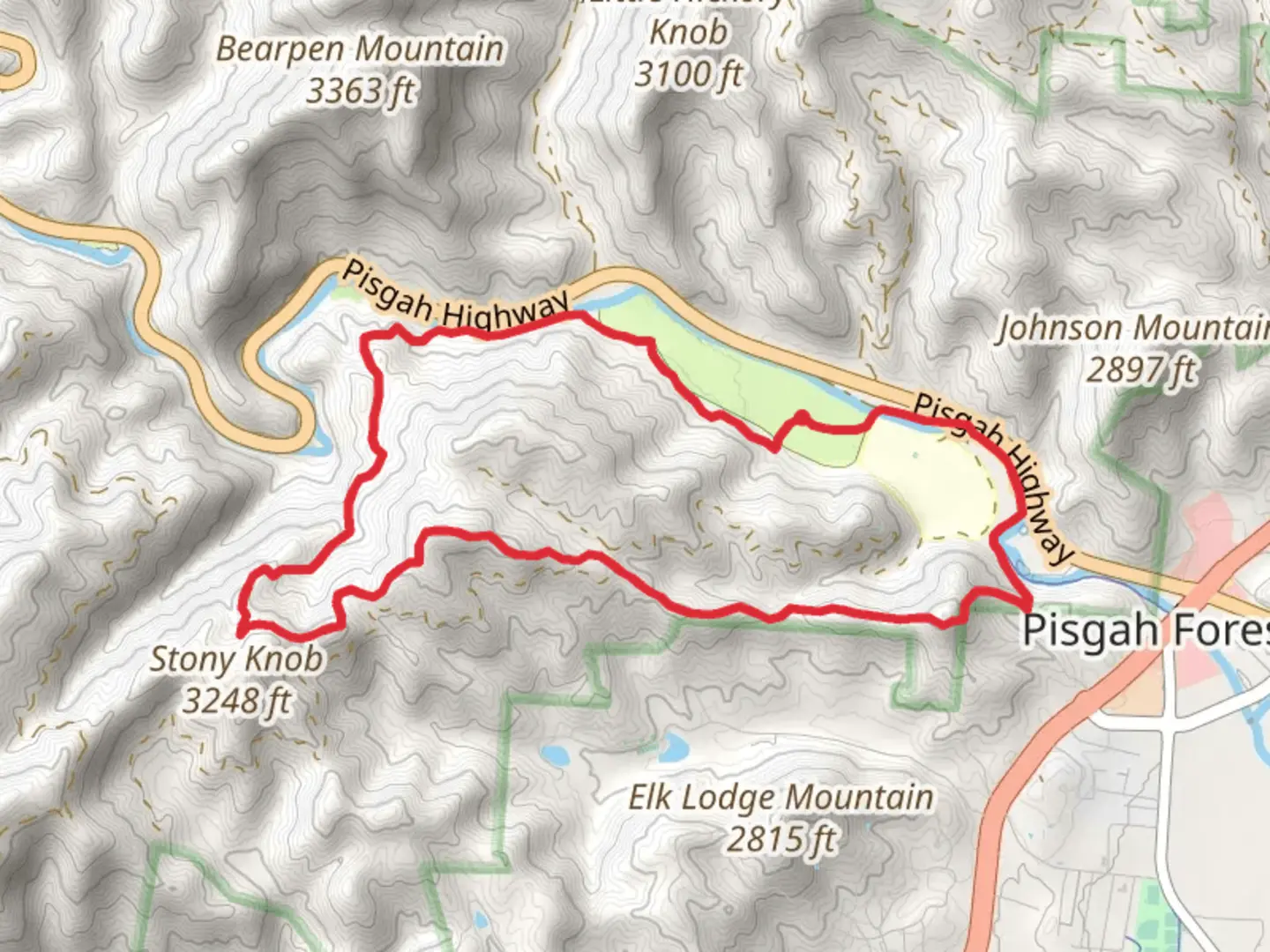 An image depicting the trail Davidson River and Joel Branch Loop and its surrounding area.