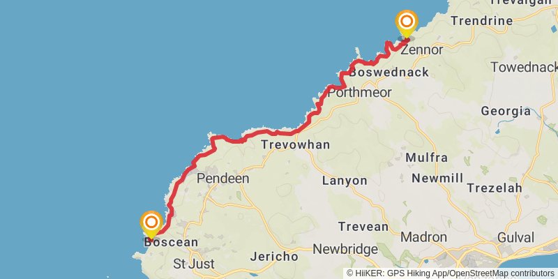 Cornwall Coast Path stage 13 Map