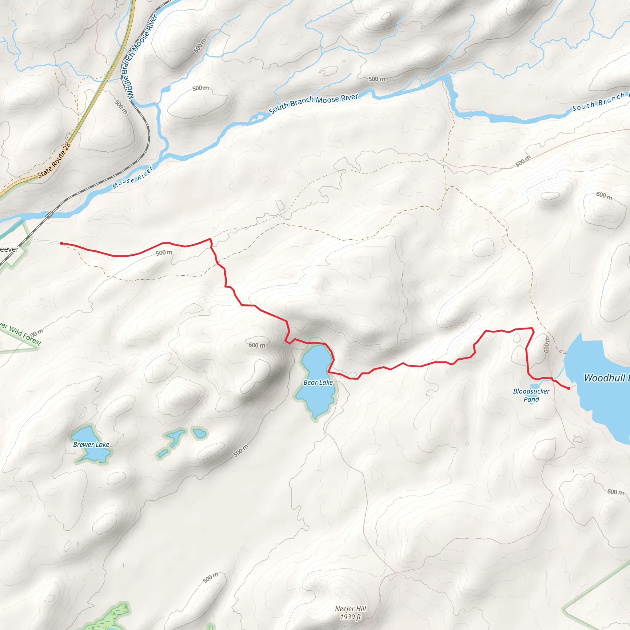 Bear Lake and Woodhull Lake Trail mobile static map