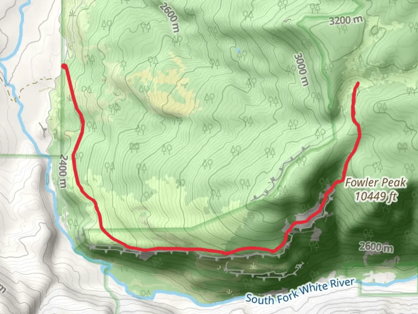 An image depicting the trail Fowler Bench Trail and its surrounding area.