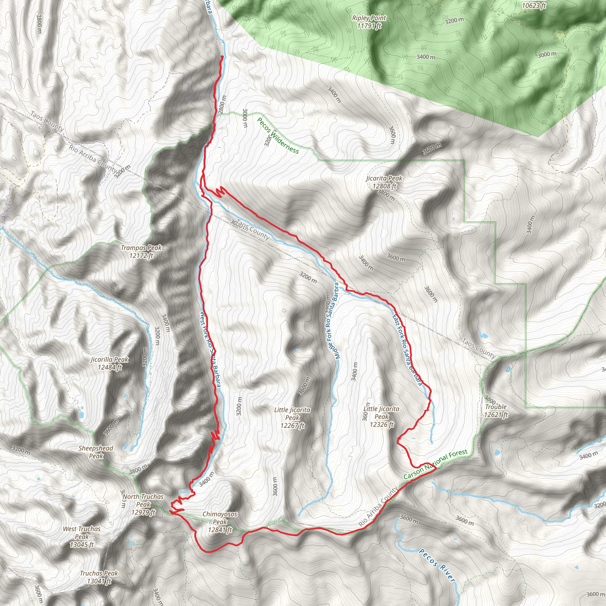 Middle Fork, Skyline and West Fork Loop Trail mobile static map