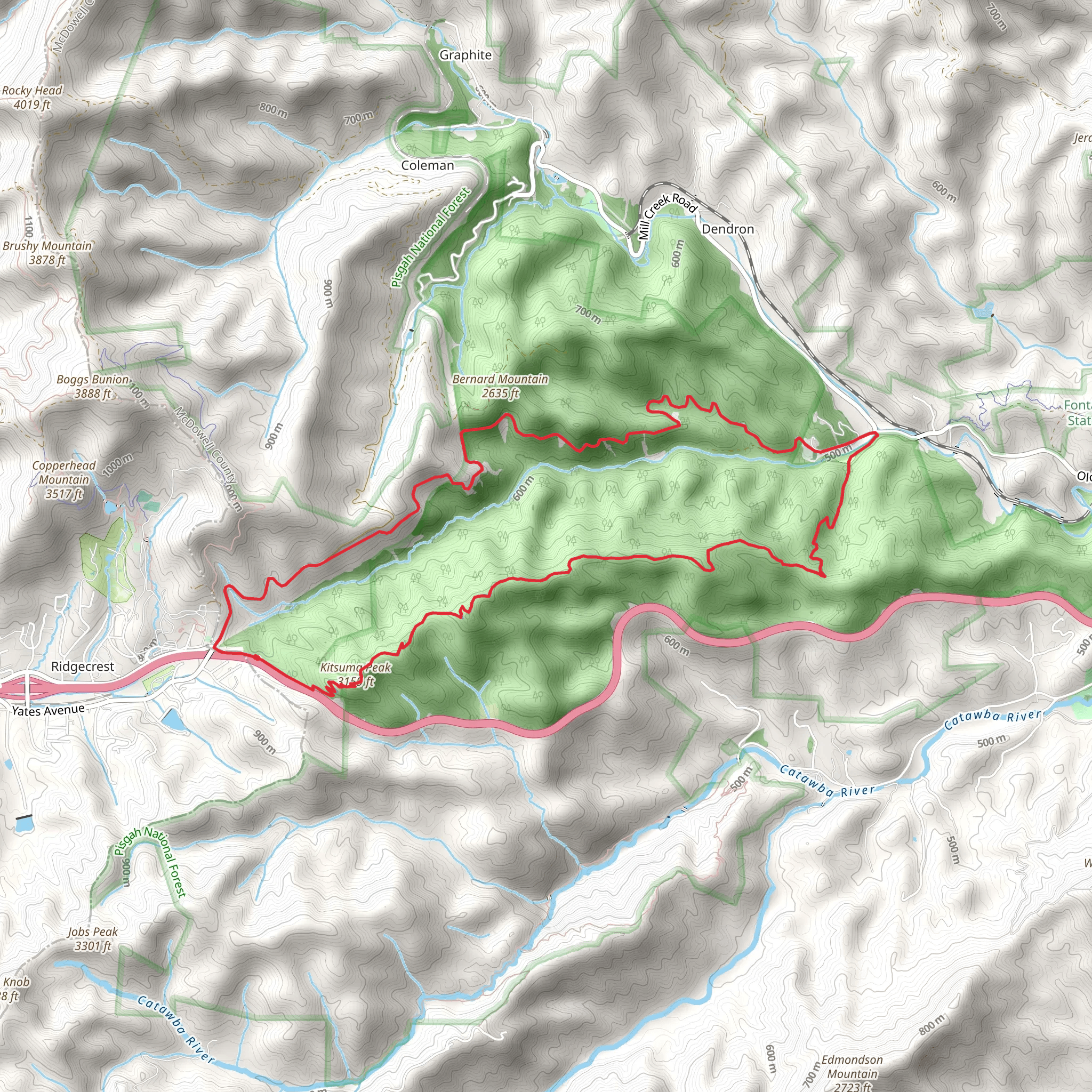 Kitsuma-Youngs Ridge Trail and Fonta Flora Trail mobile static map