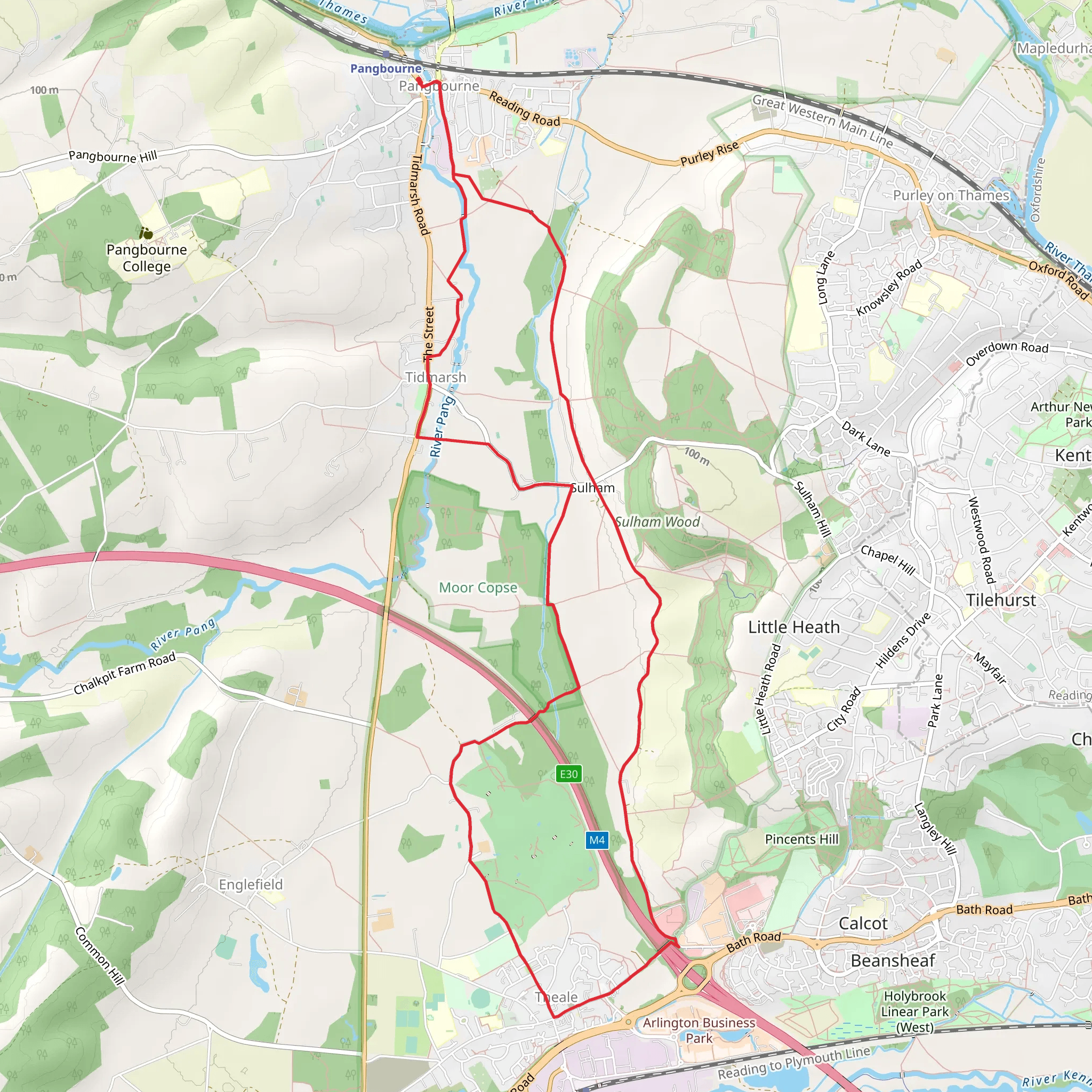 Pangbourne to Theale Loop mobile static map