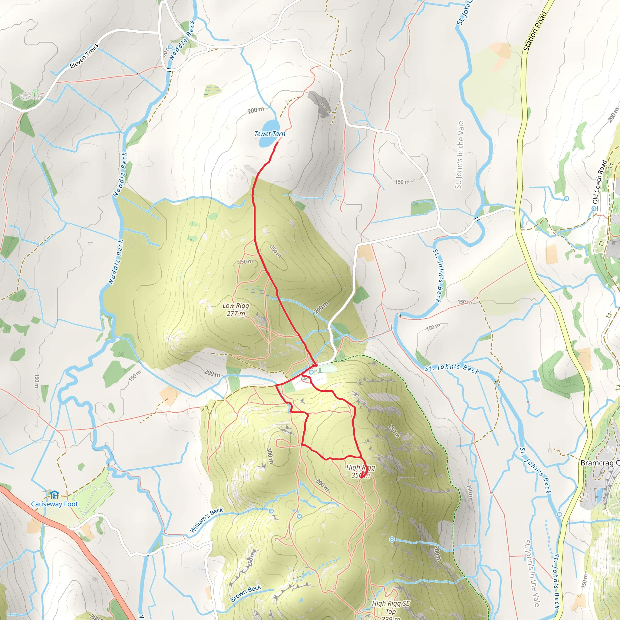 High Rigg and Tewet Tarn Loop mobile static map