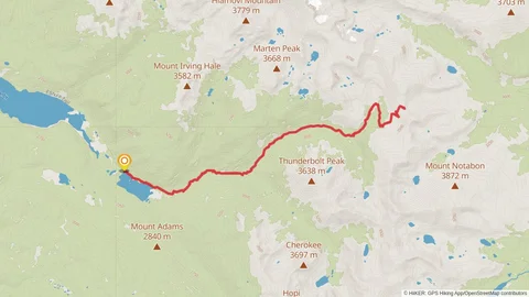 An image depicting the trail Buchanan Creek via Buchanan Pass Trail and its surrounding area.