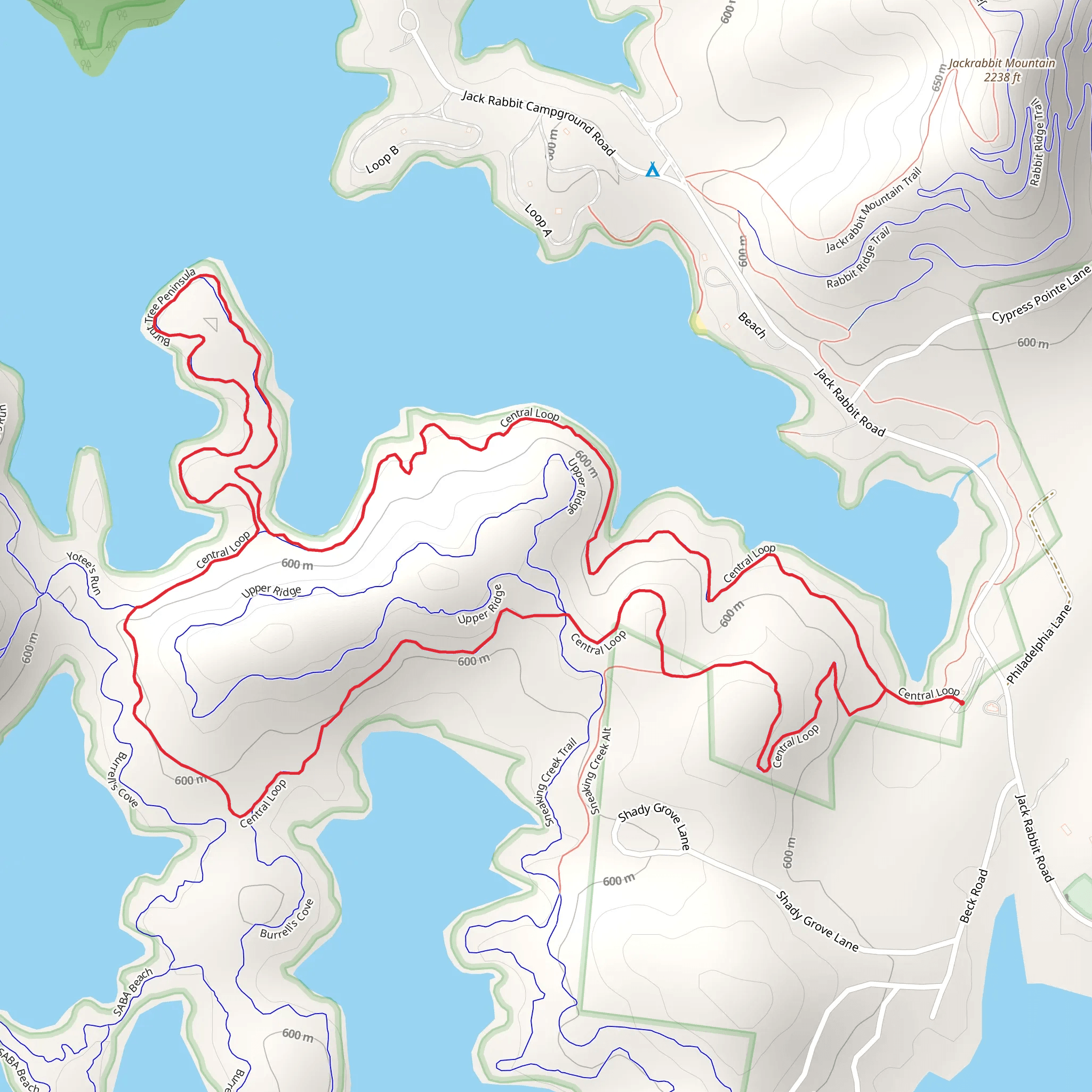 Burnt Tree Peninsula - Central Loop mobile static map