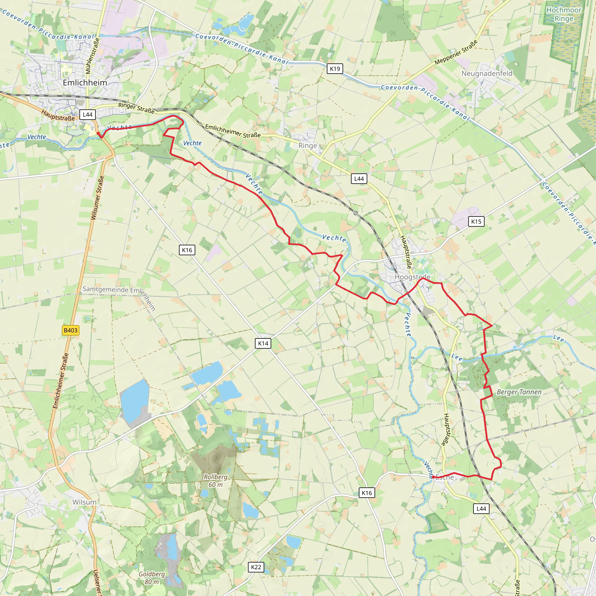 Emlichheim to Esche Walk mobile static map