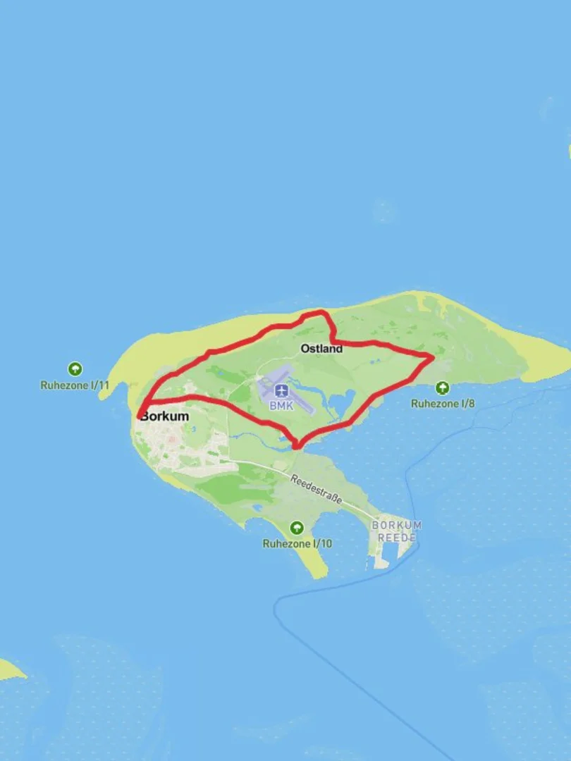 An image depicting the trail Borkum Circular Walk and its surrounding area.