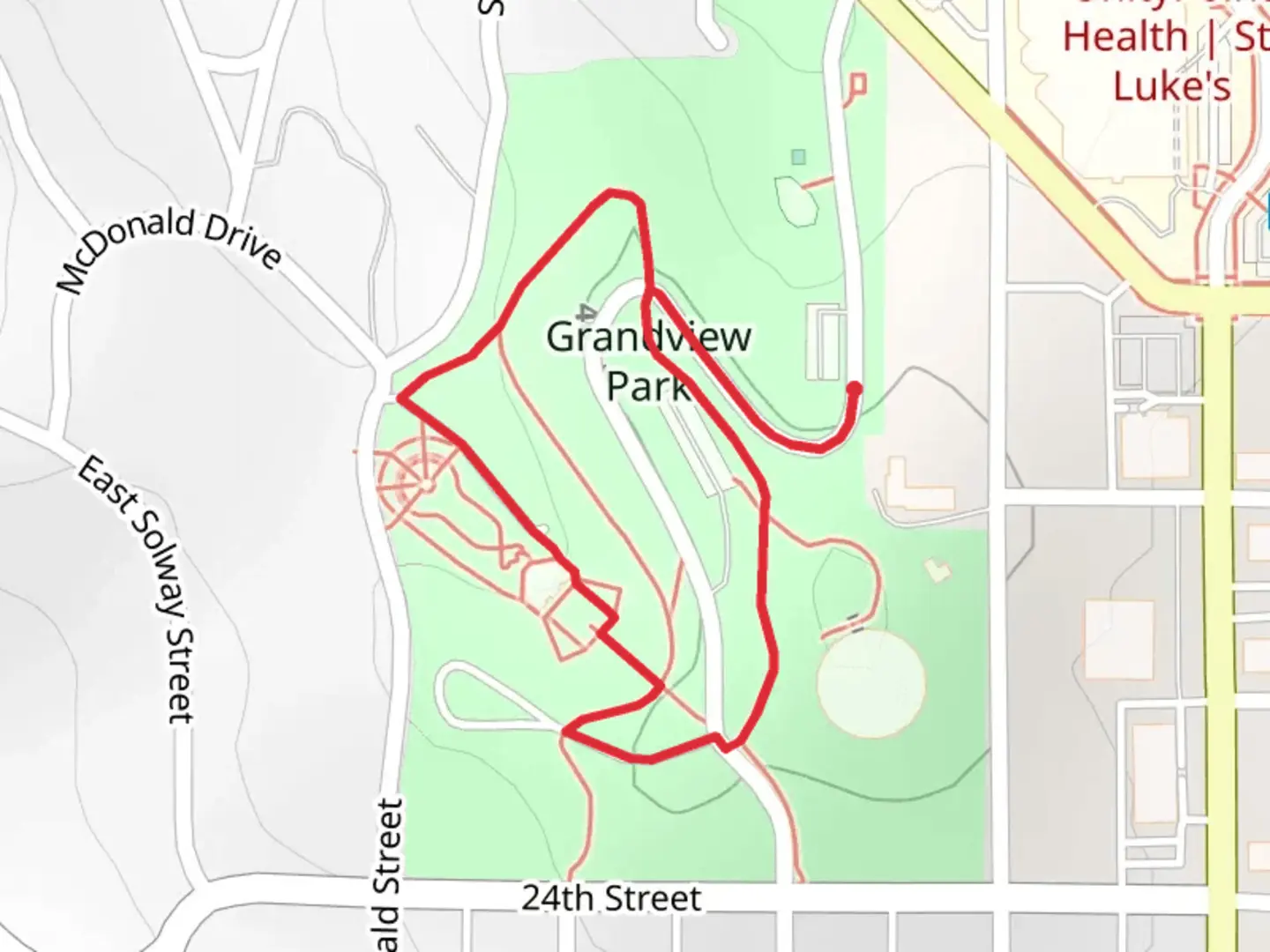 An image depicting the trail Grandview Park Loop and its surrounding area.