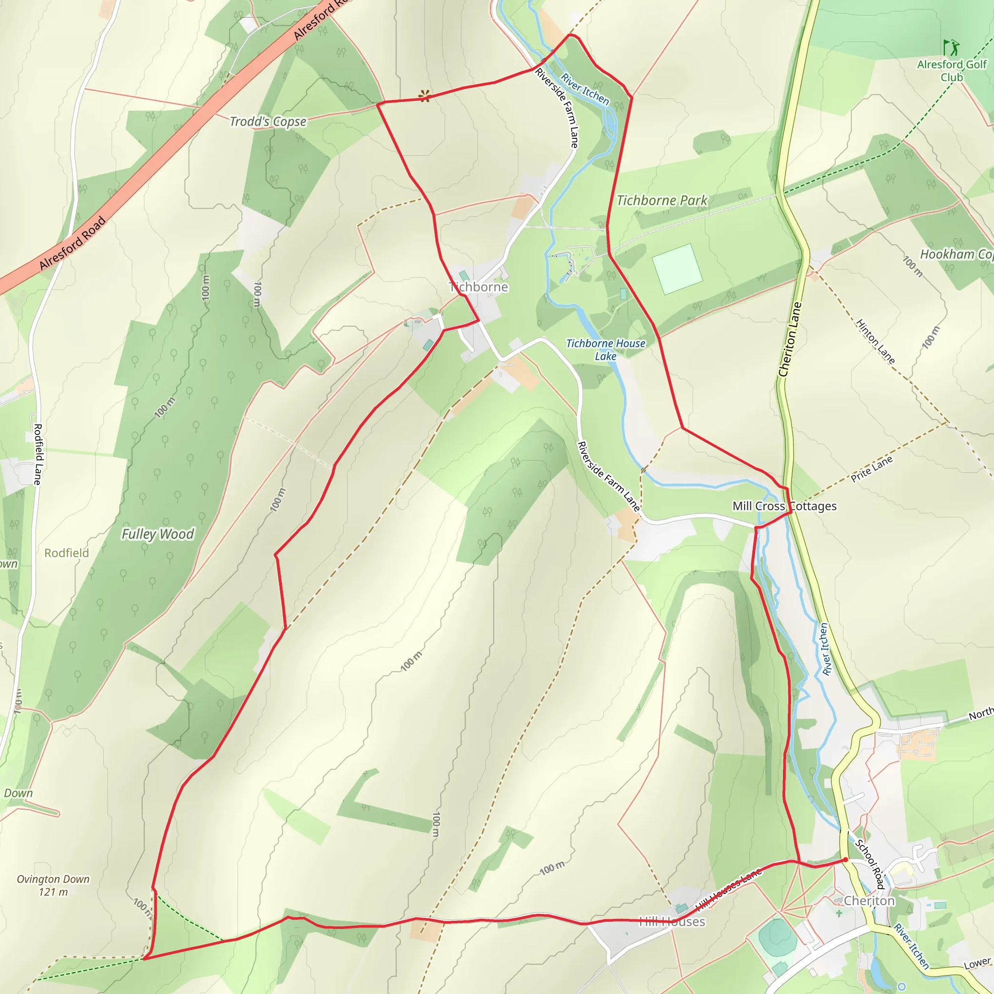 Cheriton Mill and Tichborne from Cheriton mobile static map
