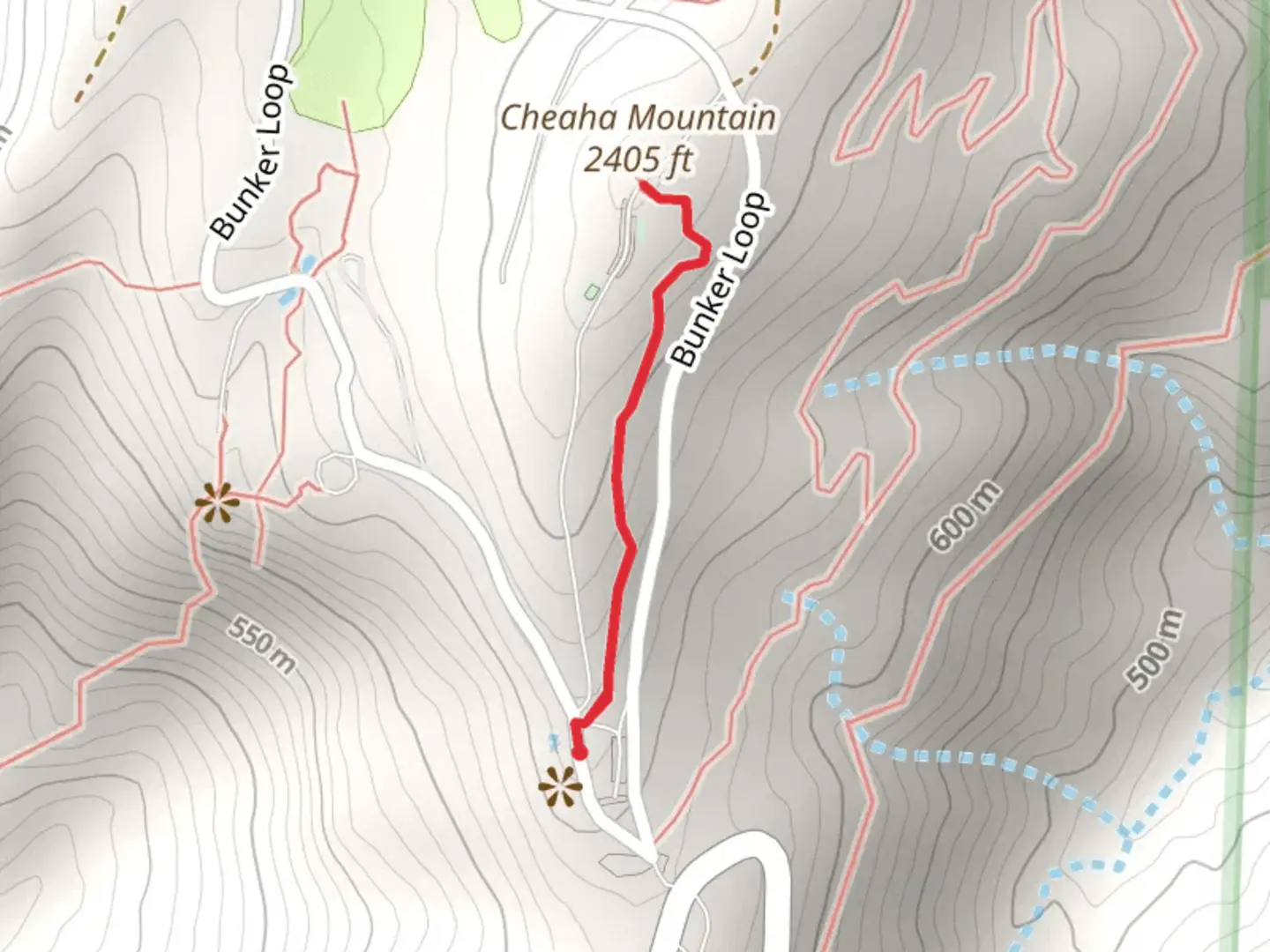 An image depicting the trail Cheaha Mountain and its surrounding area.