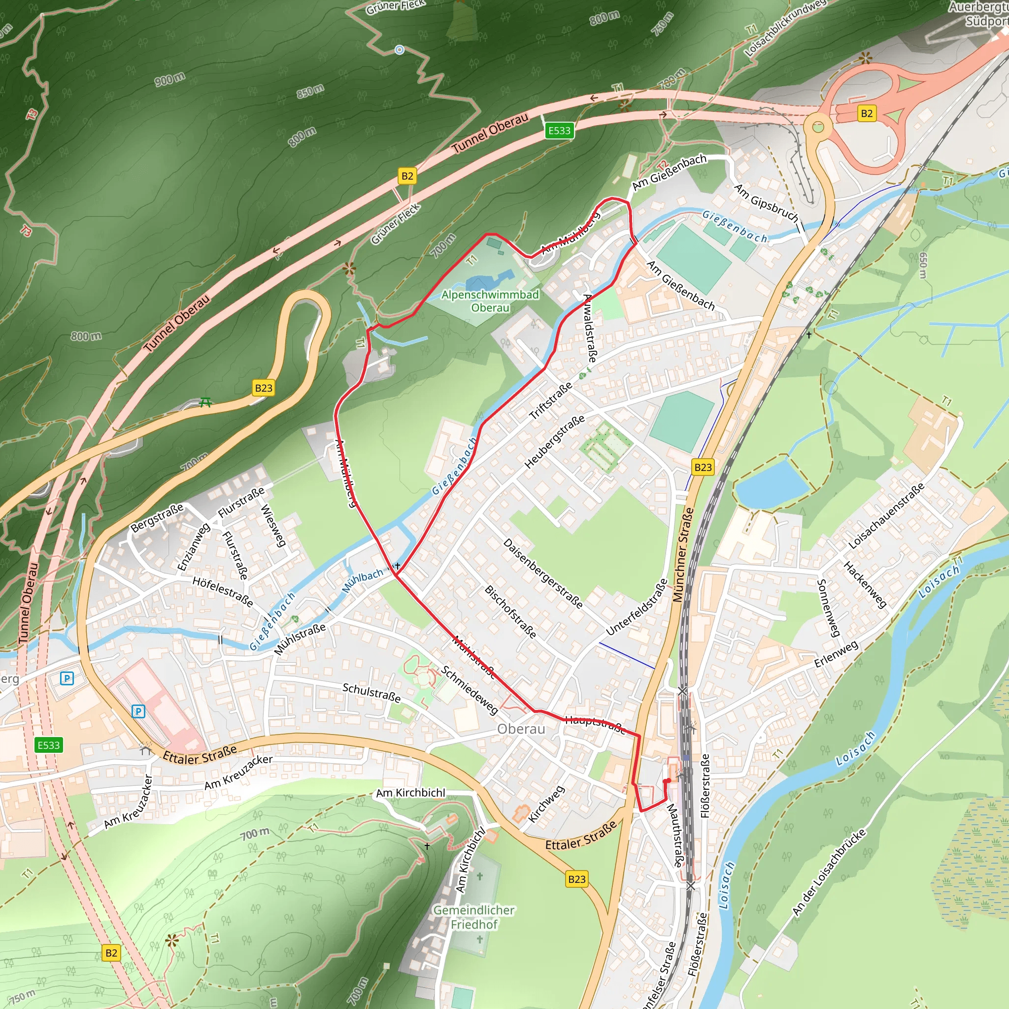 Giessenbach via Am Mühlberg mobile static map