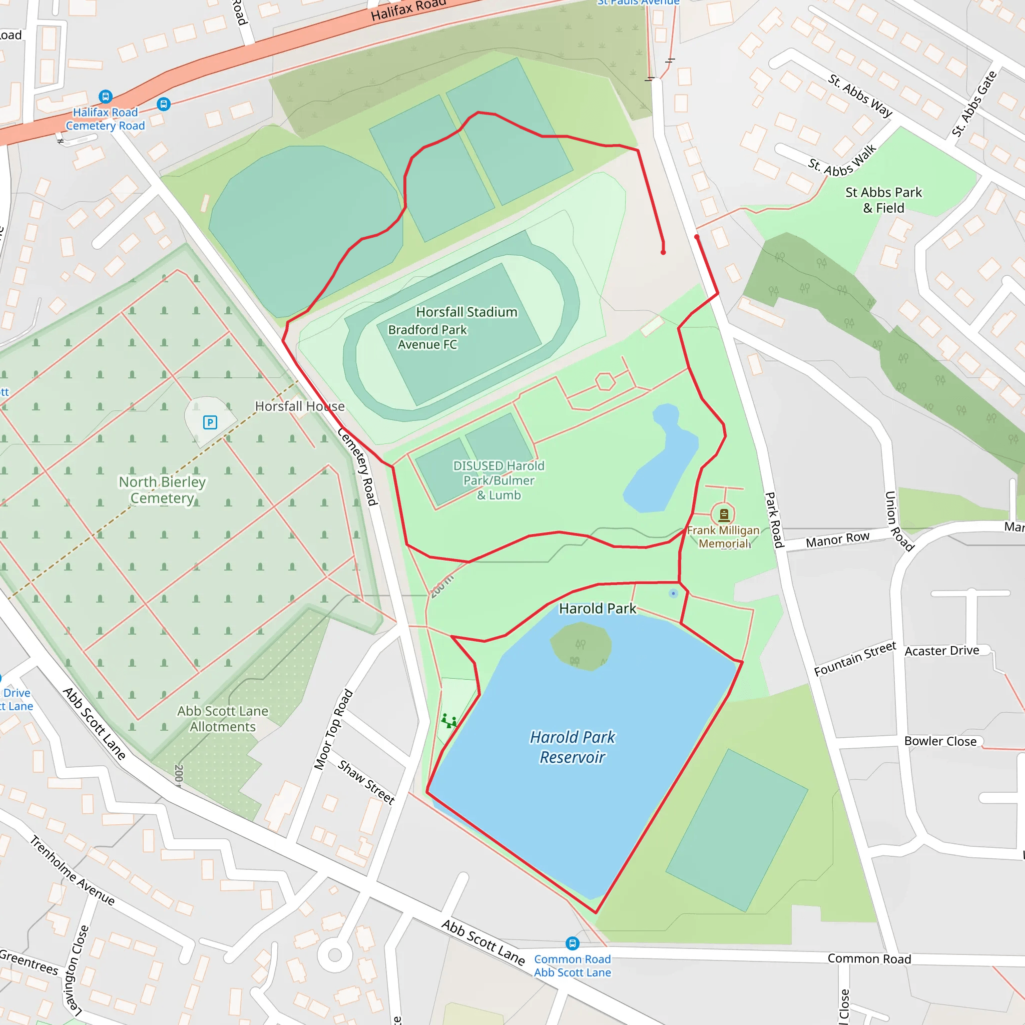 Harold Park and Horsfall Stadium Loop mobile static map