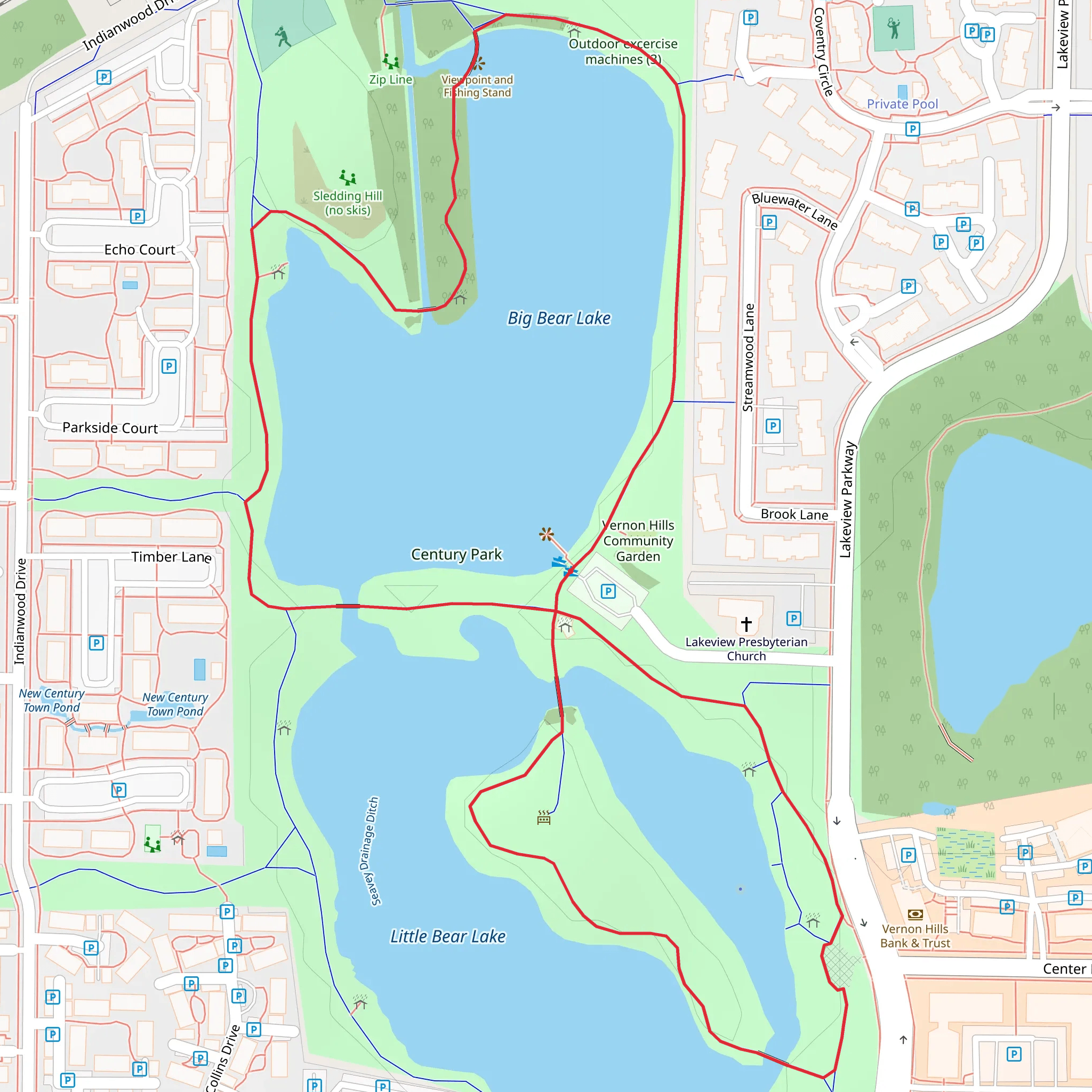 Big Bear Lake and Little Bear Lake Loop mobile static map