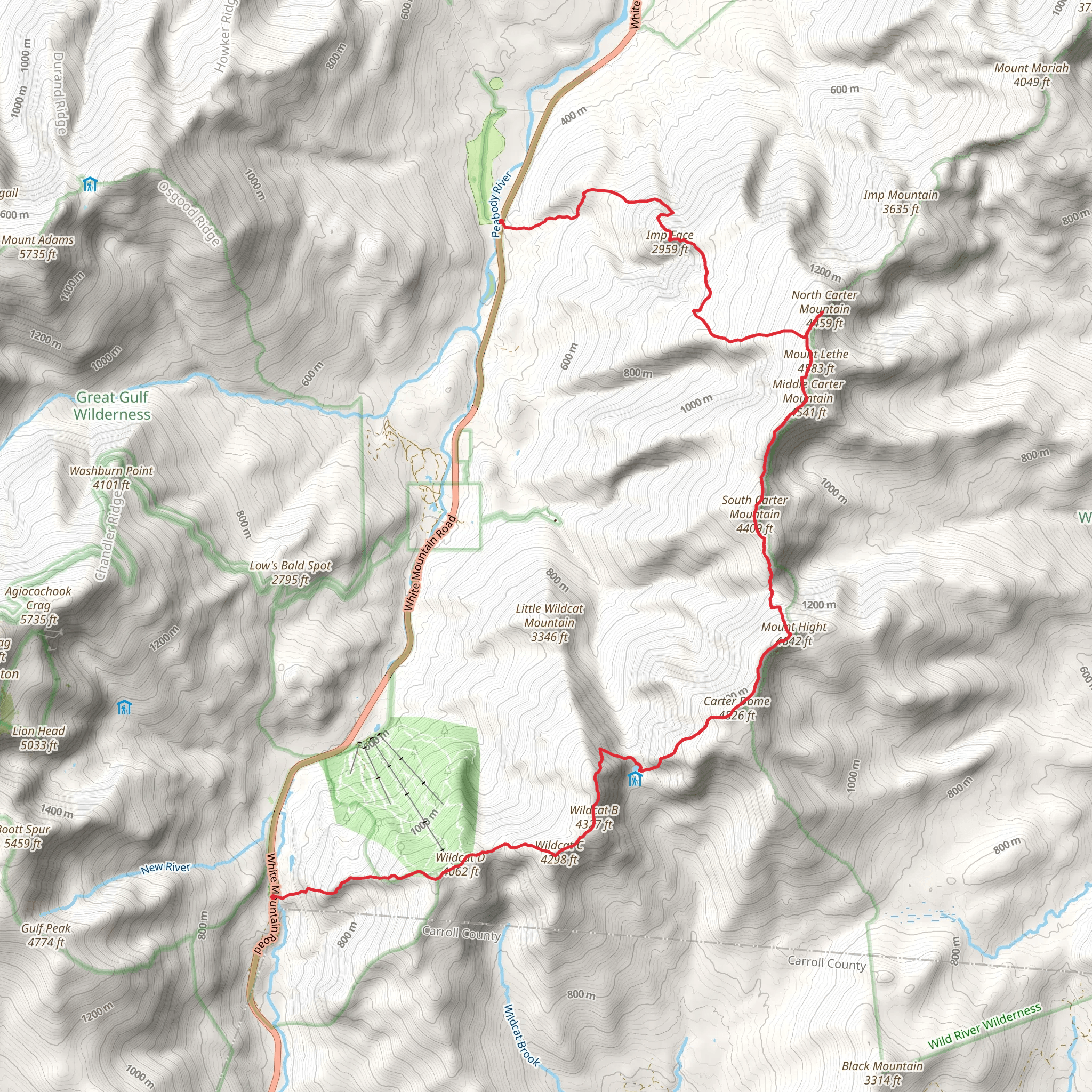 Imp Trail to Wildcat Ridge Trail via Mount Hight mobile static map