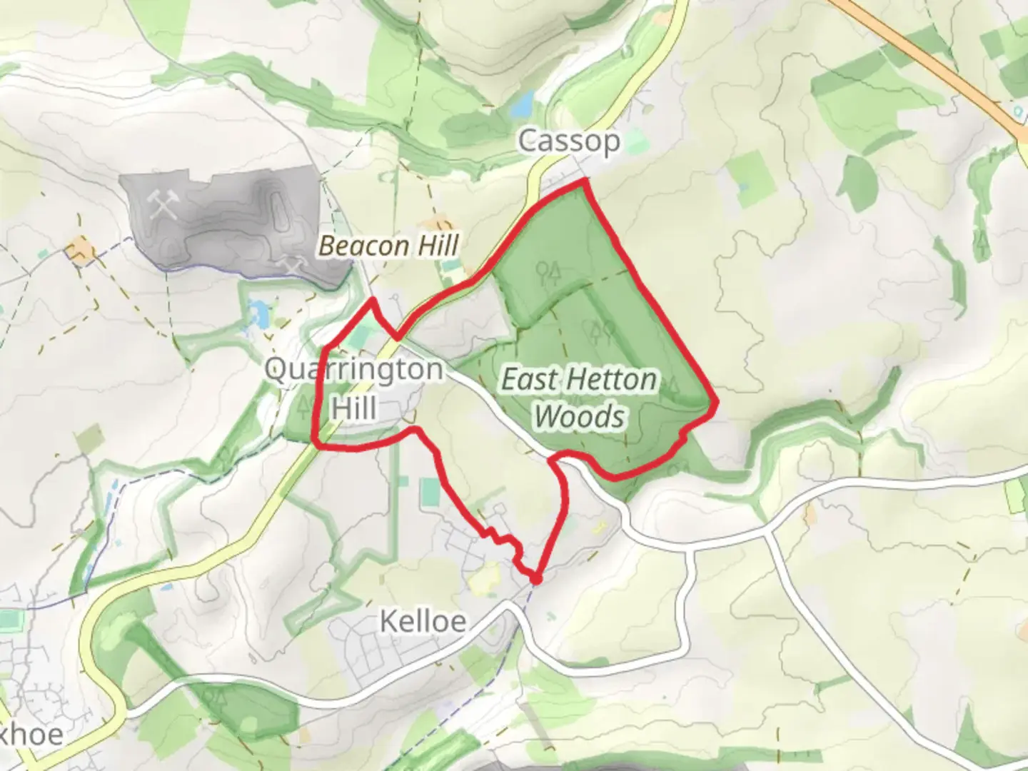 An image depicting the trail Quarrington Hill Loop and its surrounding area.