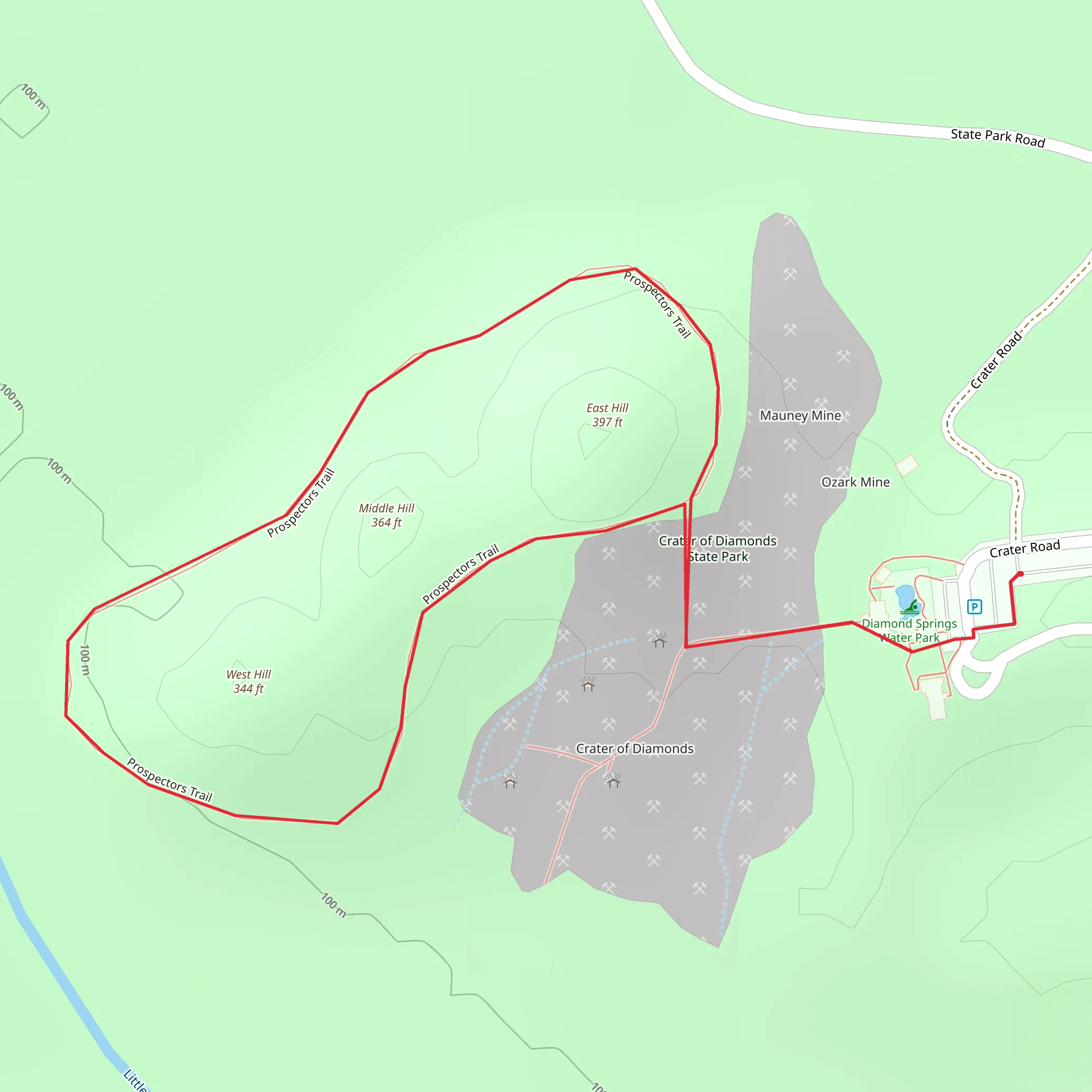 Crater of Diamonds State Park - Prospectors Trail mobile static map