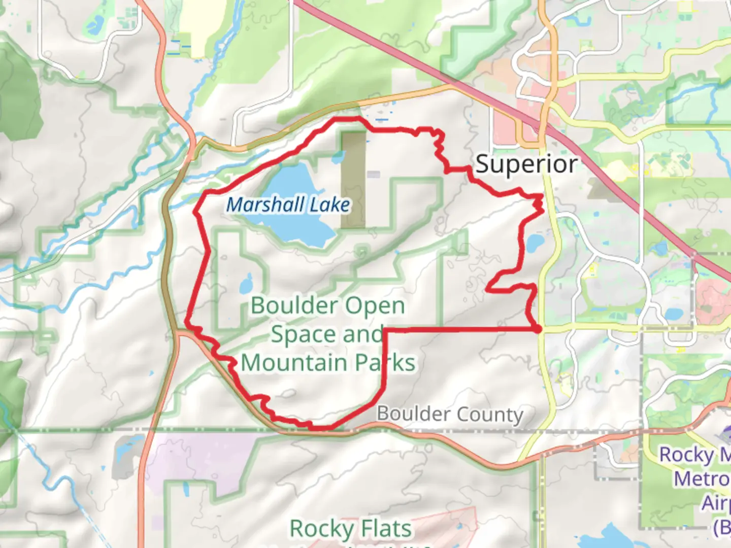 An image depicting the trail Coalton, High Plains and Mayhoffer Loop Trail and its surrounding area.