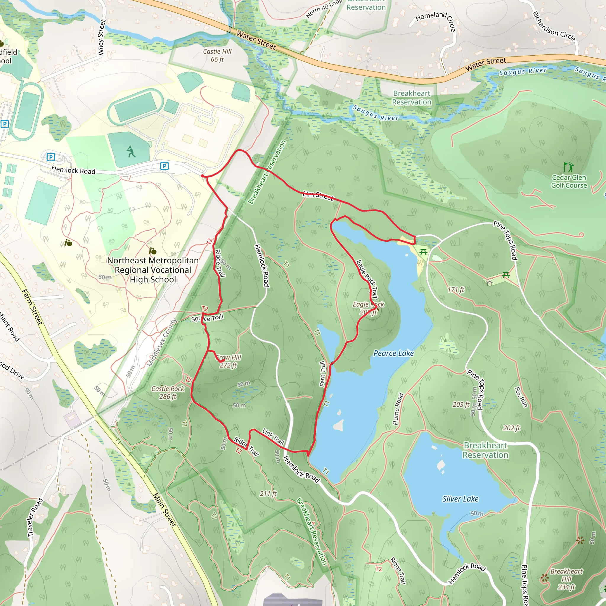 Crow Hill, Eagle Rock and Pearce Lake Loop Trail mobile static map