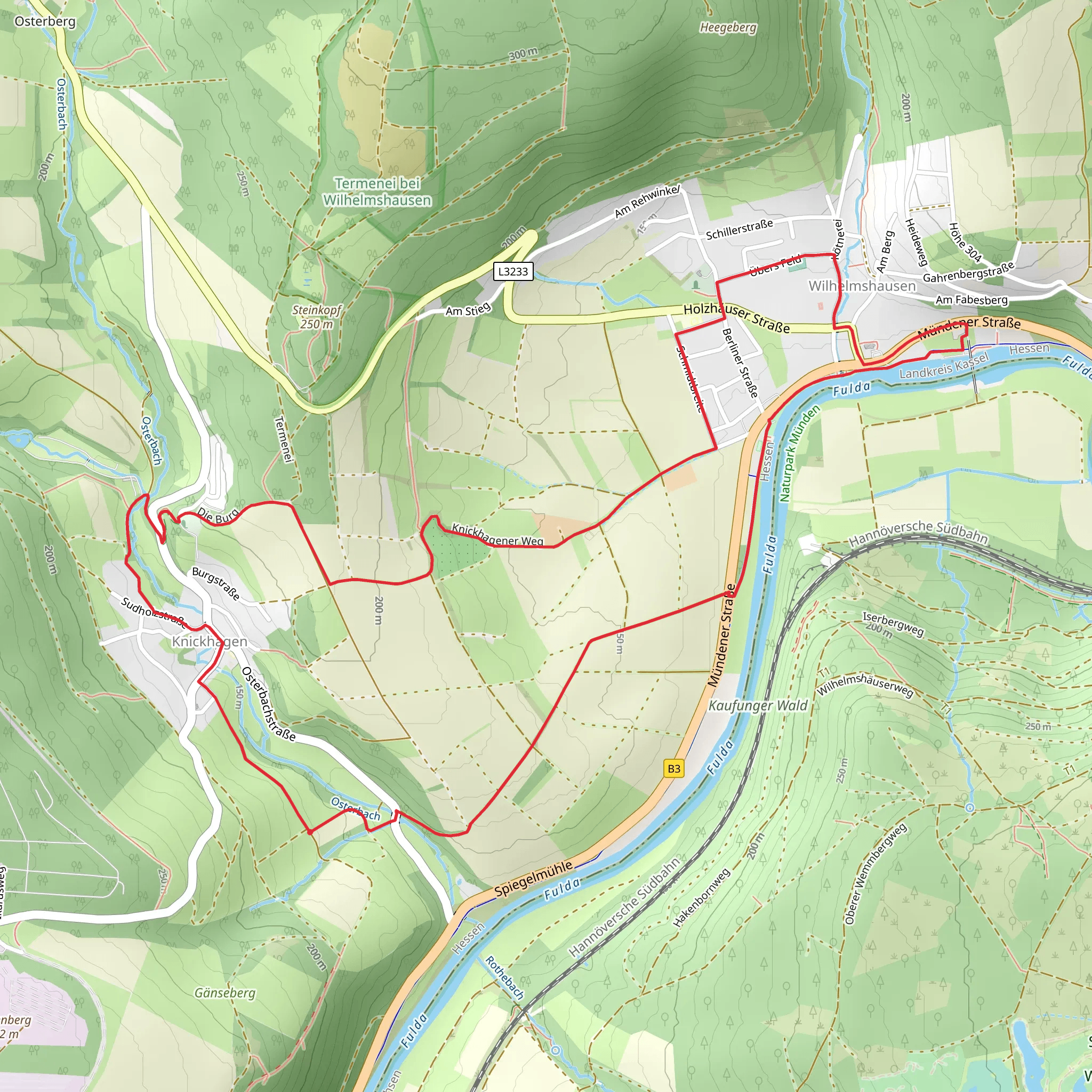 Eco Pfad Knickhagen Wilhelmhausen and Wildbahn mobile static map