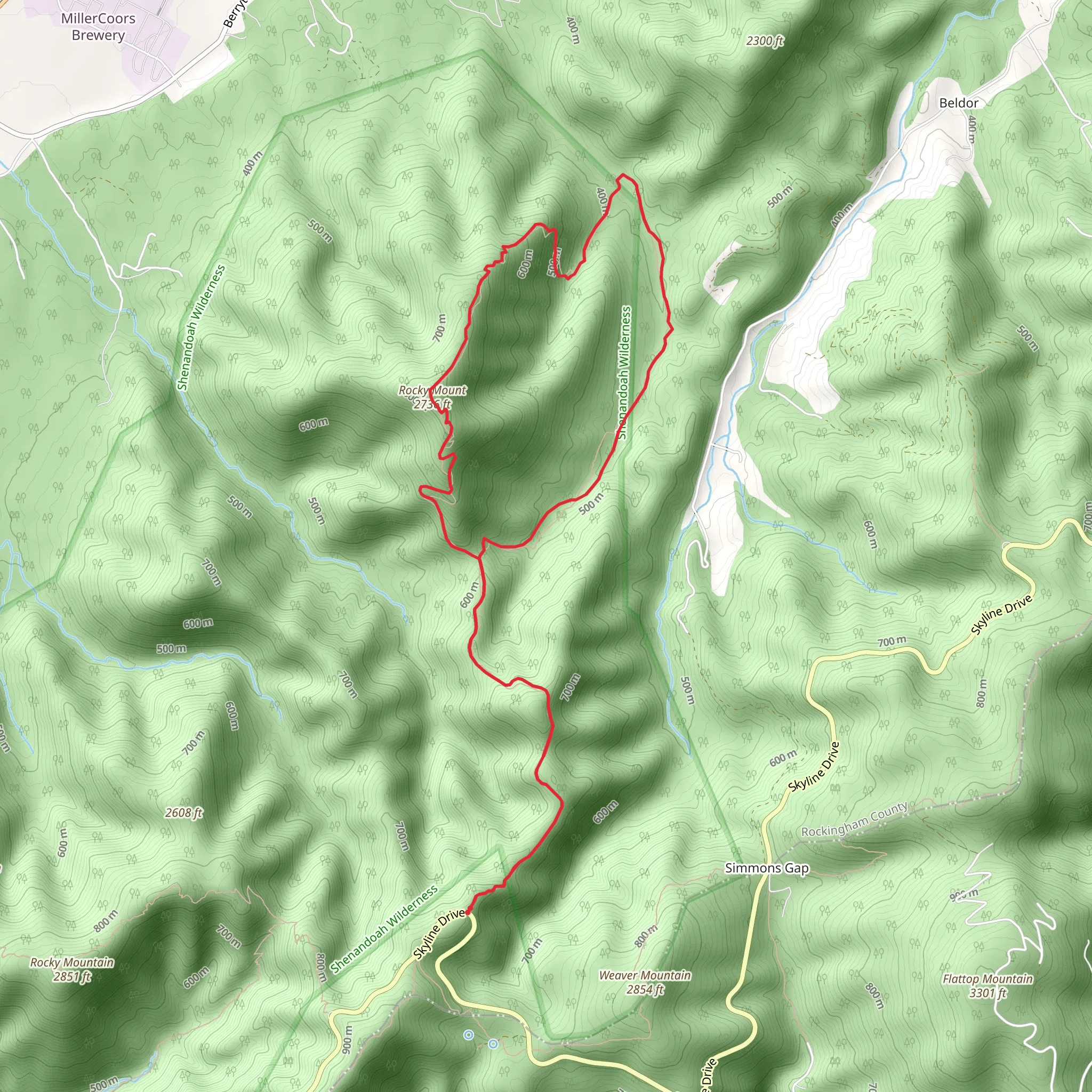 Gap Run Loop via Rocky Mount Trail mobile static map