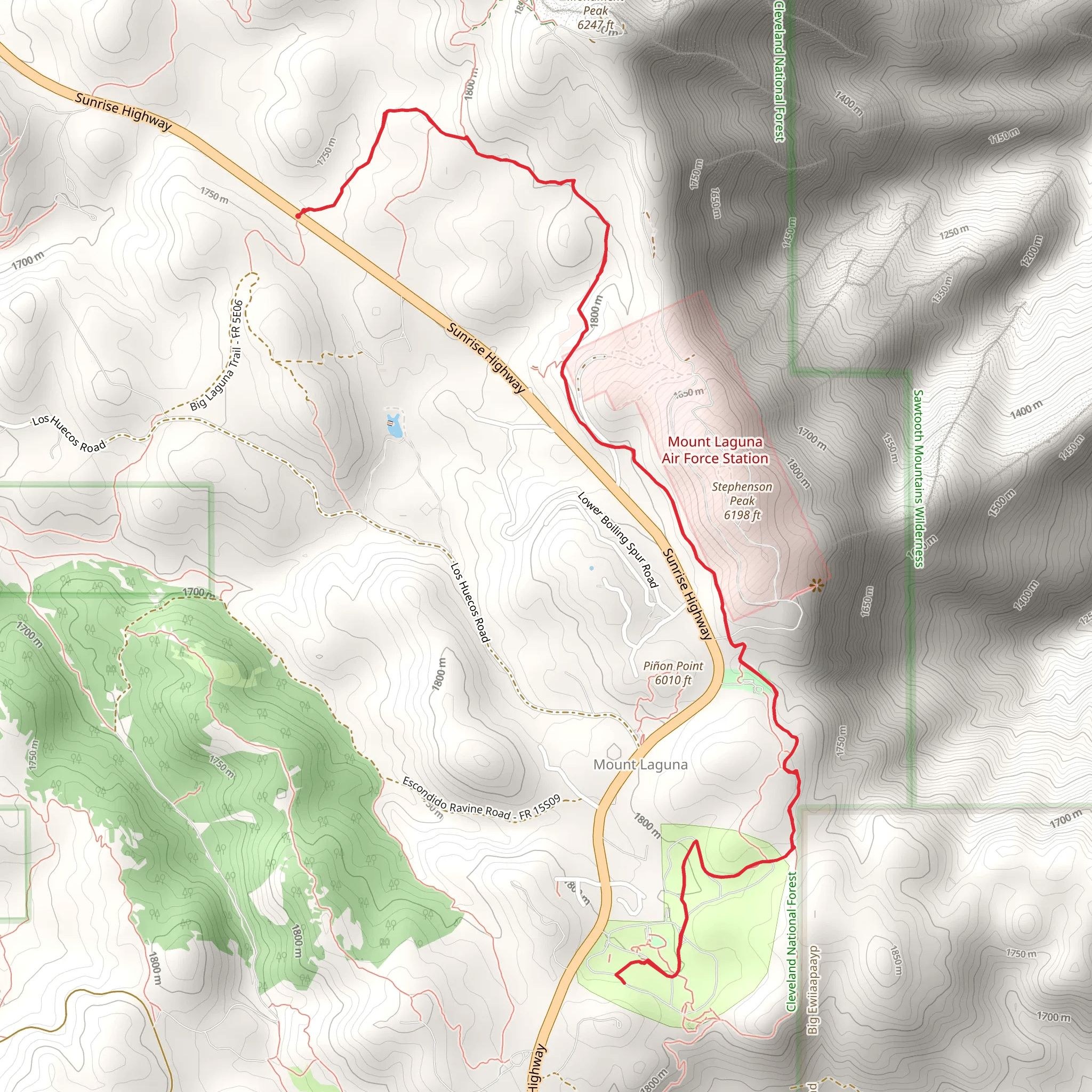 Burnt Rancheria Campground via Big Laguna Trail mobile static map