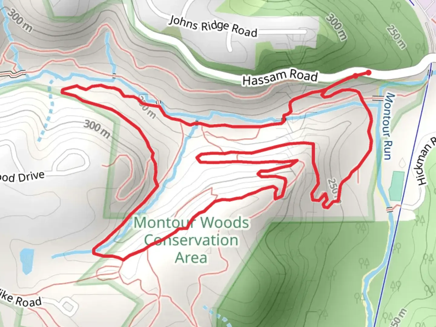 An image depicting the trail Hemlocks and Meeks Run Loop Trail and its surrounding area.