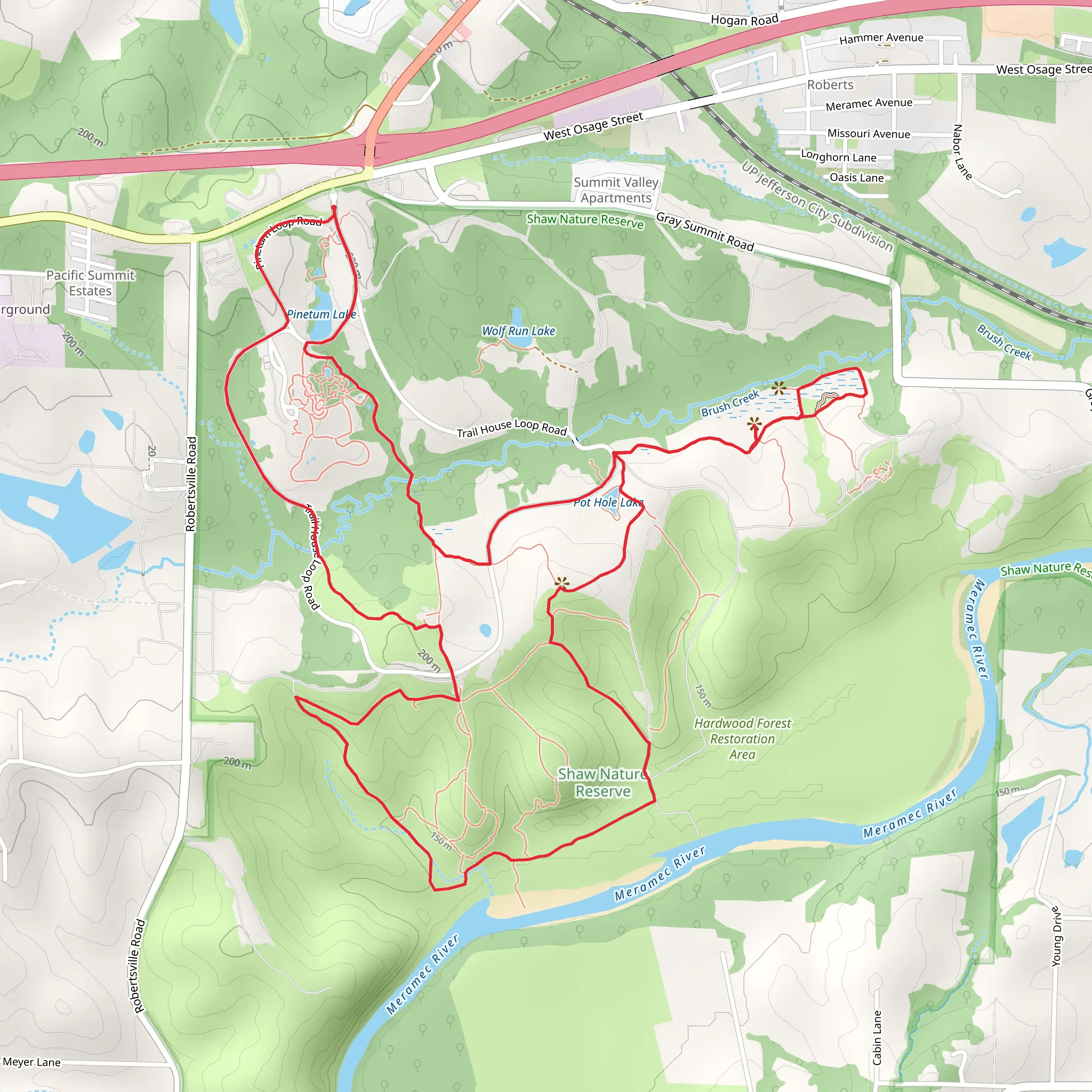 Meramec River - Pinetum Lake Loop mobile static map