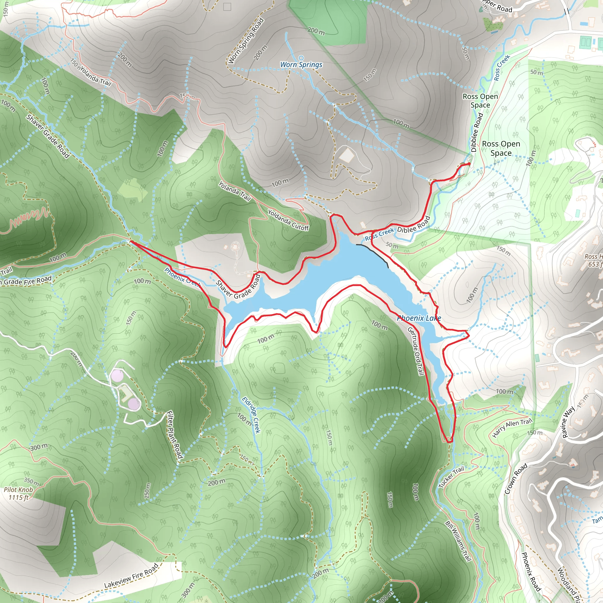 Phoenix Lake via Gertrude Ord Trail mobile static map