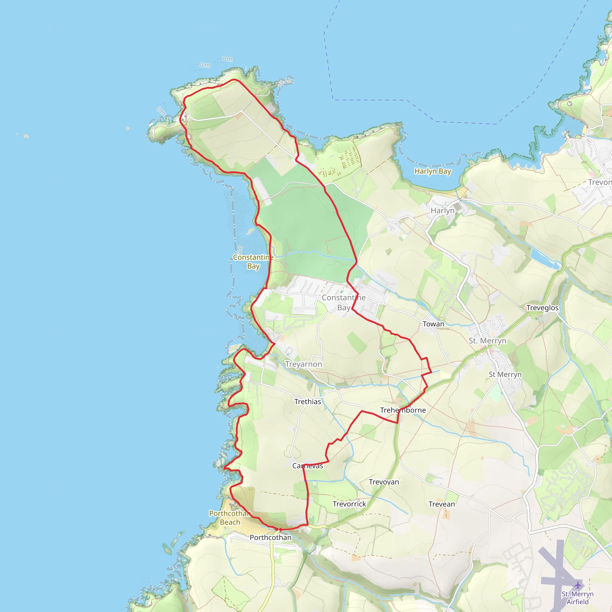 Trevose Head and Constantine Bay from Porthcothan mobile static map