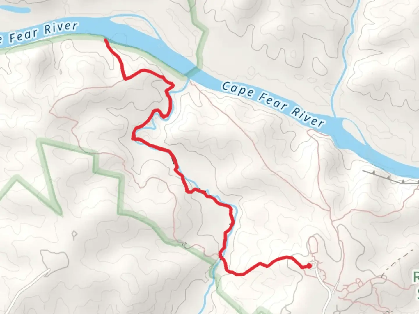 An image depicting the trail Campbell Creek Loop Trail and Lanier Falls Trail and its surrounding area.