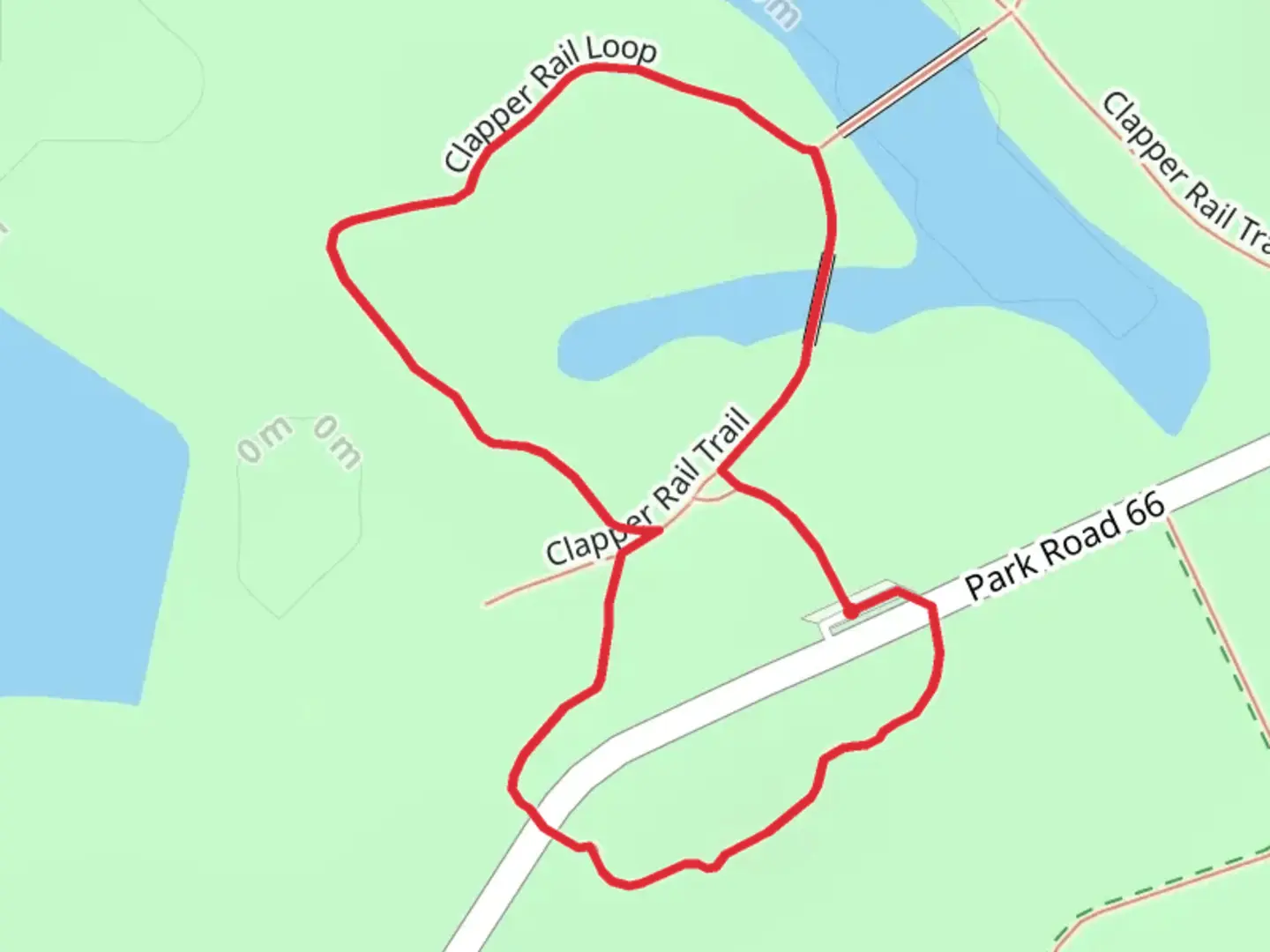 An image depicting the trail Clapper Rail Loop and its surrounding area.