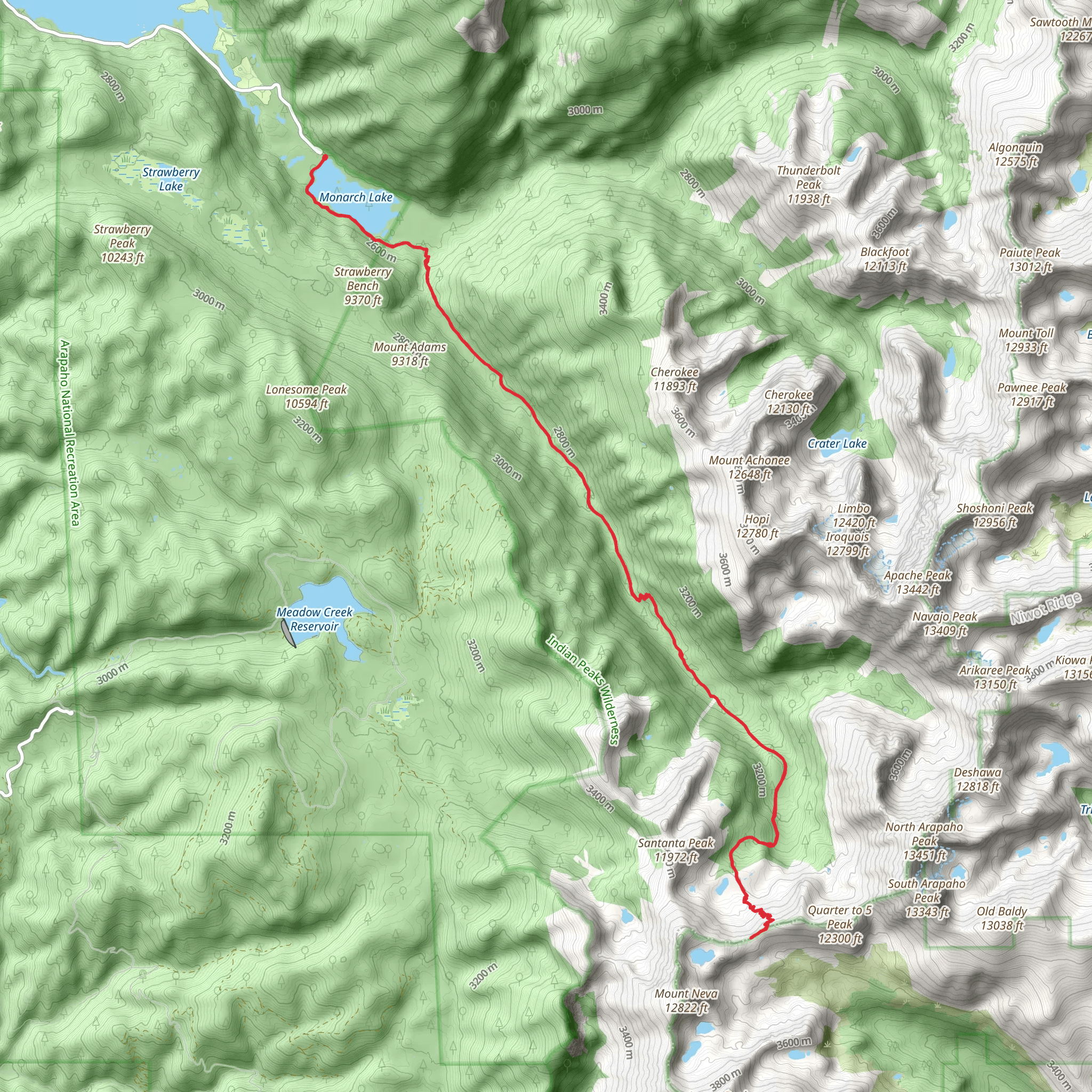 Arapaho Pass Trail mobile static map