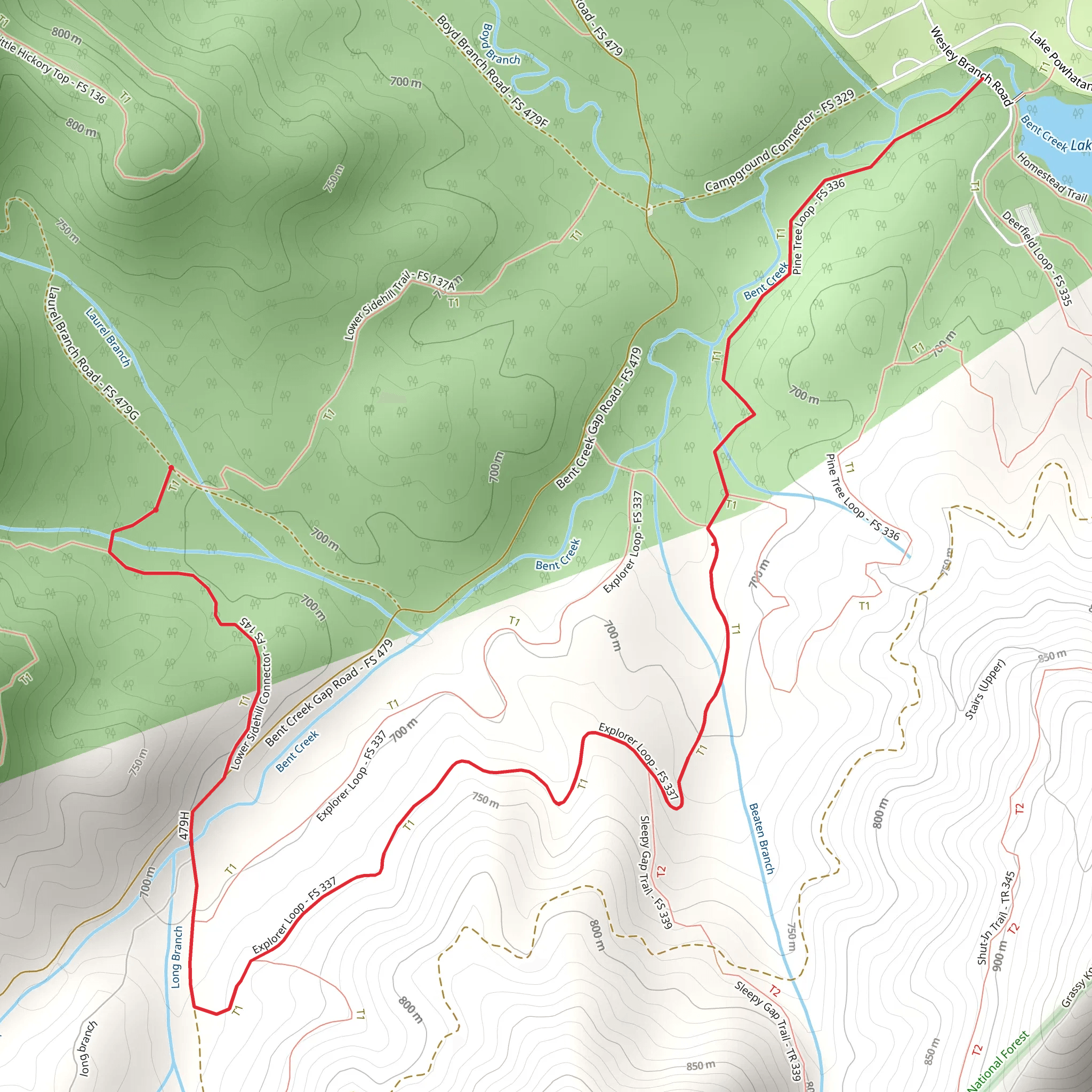 Lower Sidehill and Explorer Trail mobile static map