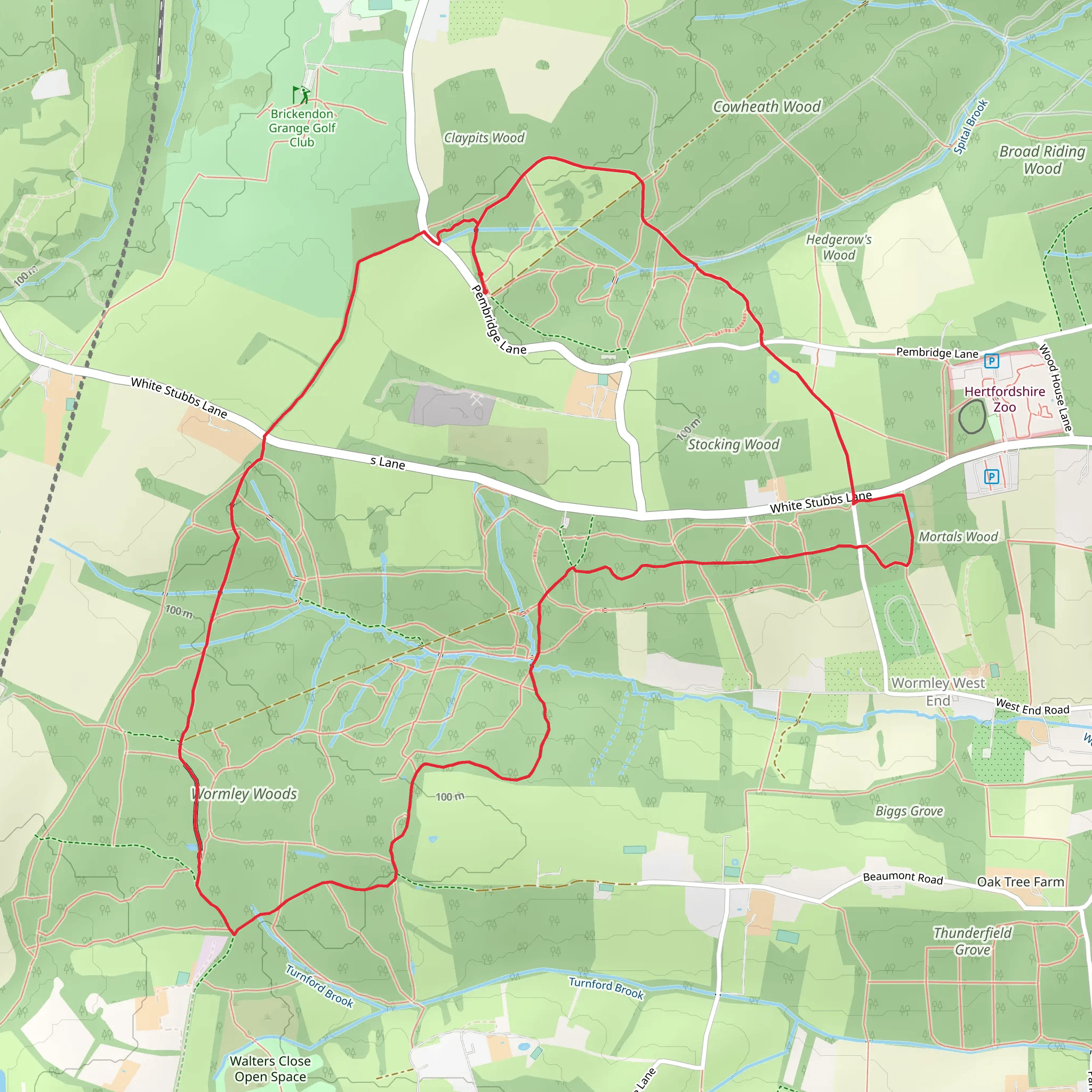 Wormley Woods and Stocking Wood Loop mobile static map