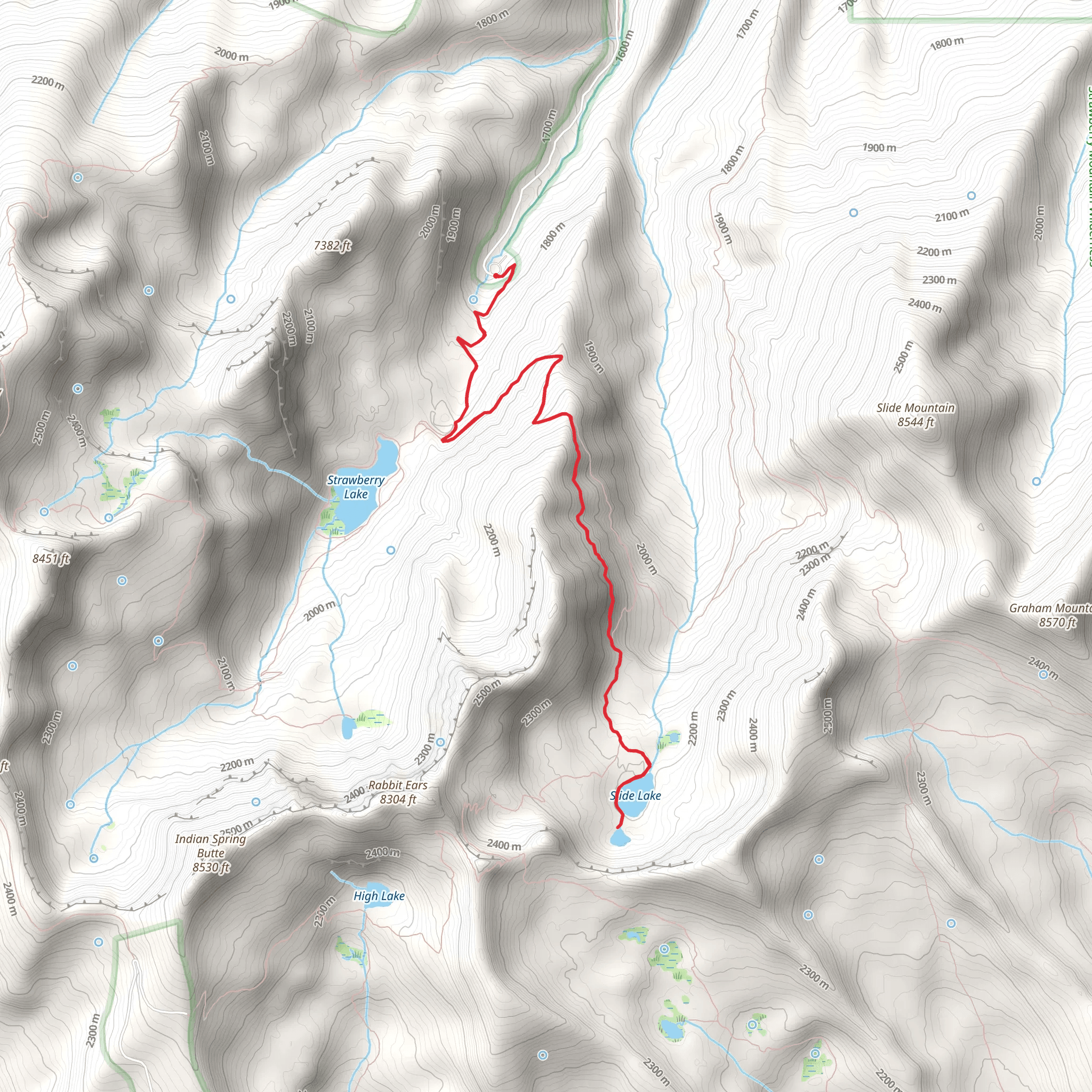 Slide Lake and Little Slide Lake via Strawberry Basin Trail mobile static map