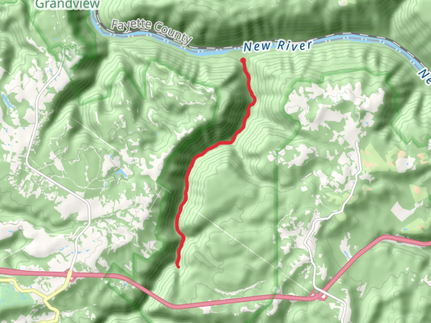 An image depicting the trail Kates Falls Trail via Glade Creek Trail and its surrounding area.