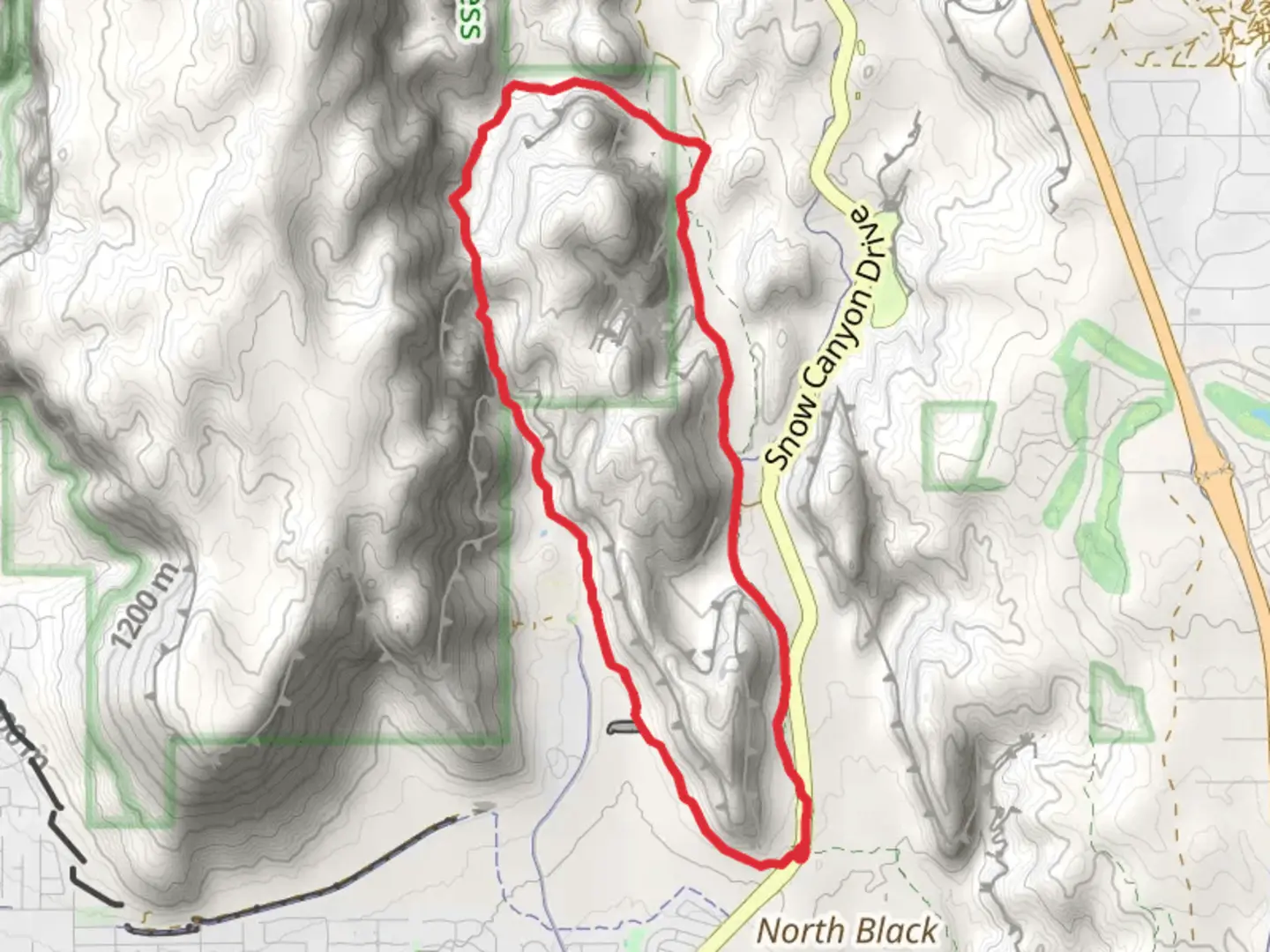 An image depicting the trail Padre Canyon Trail and West Canyon Road Loop and its surrounding area.