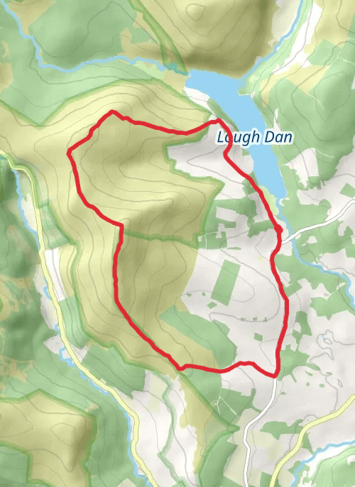 Savage loop of Kanturk and Scarr from Oldbridge/Lough Dann mobile static map