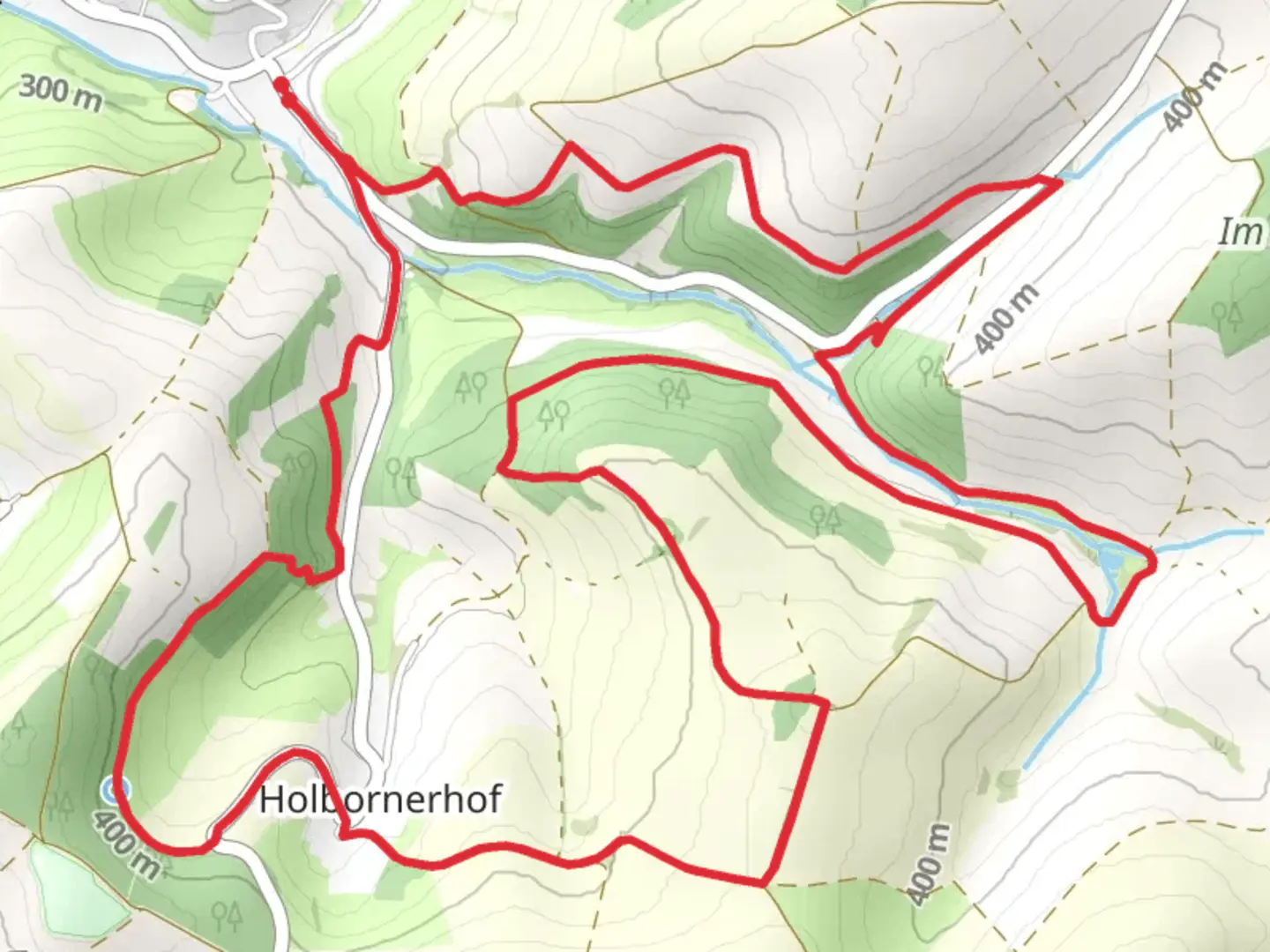 An image depicting the trail Holbornerhof Loop and its surrounding area.
