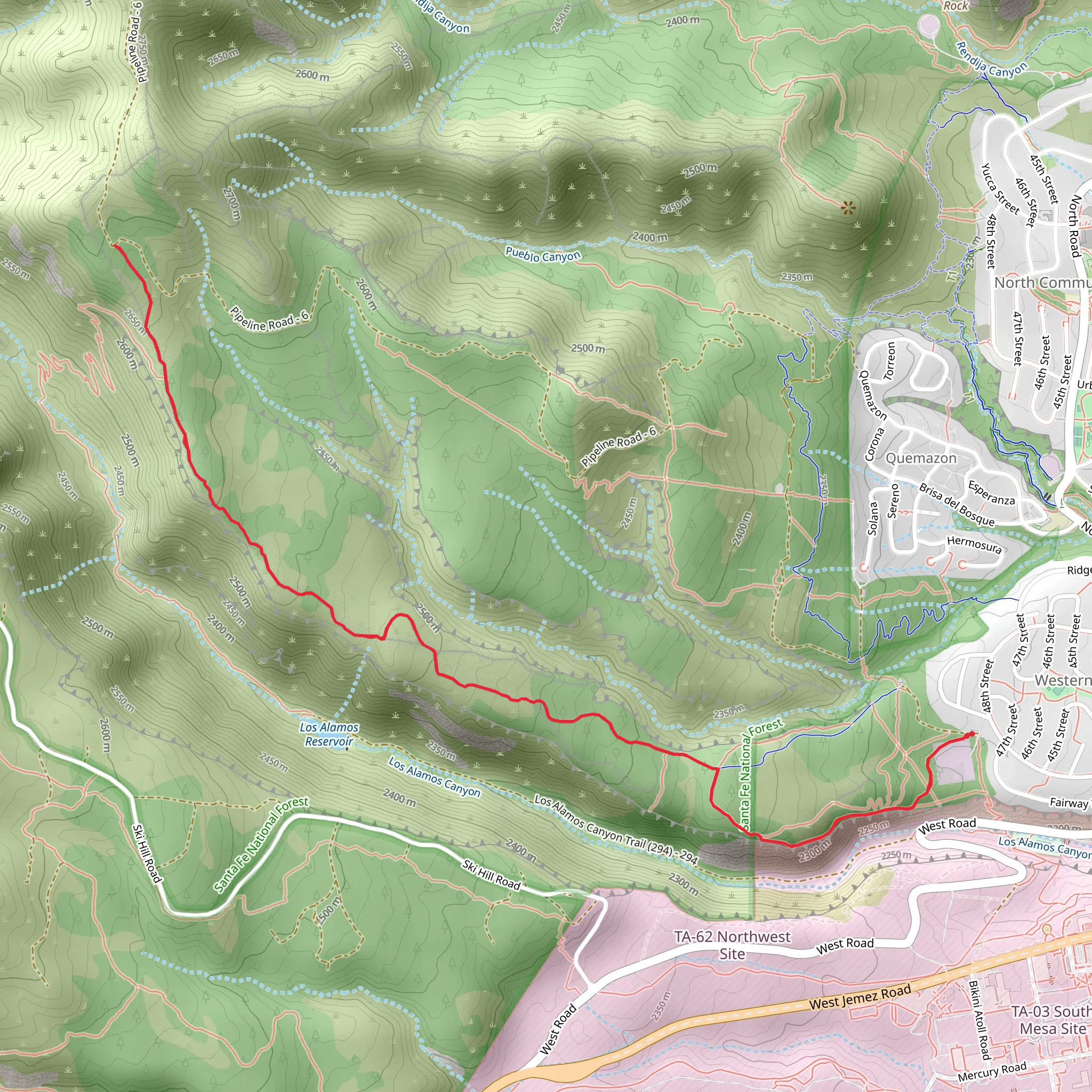 Satch Cowan Trail and Quemazon Trail mobile static map