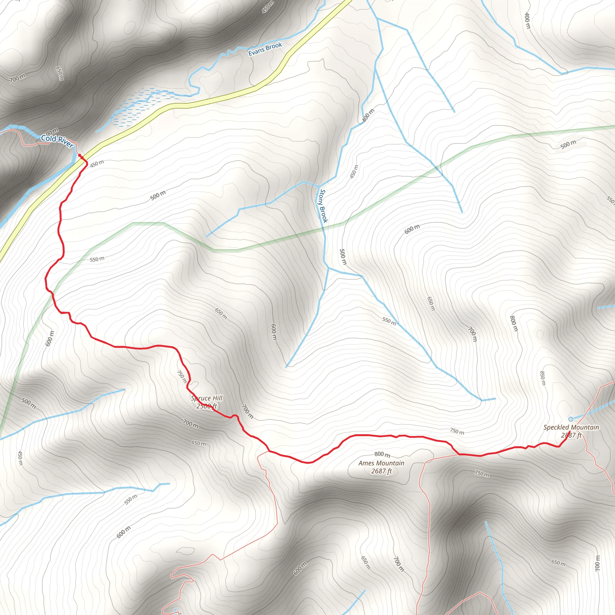 Speckled Mountain Trail via Evans Notch mobile static map
