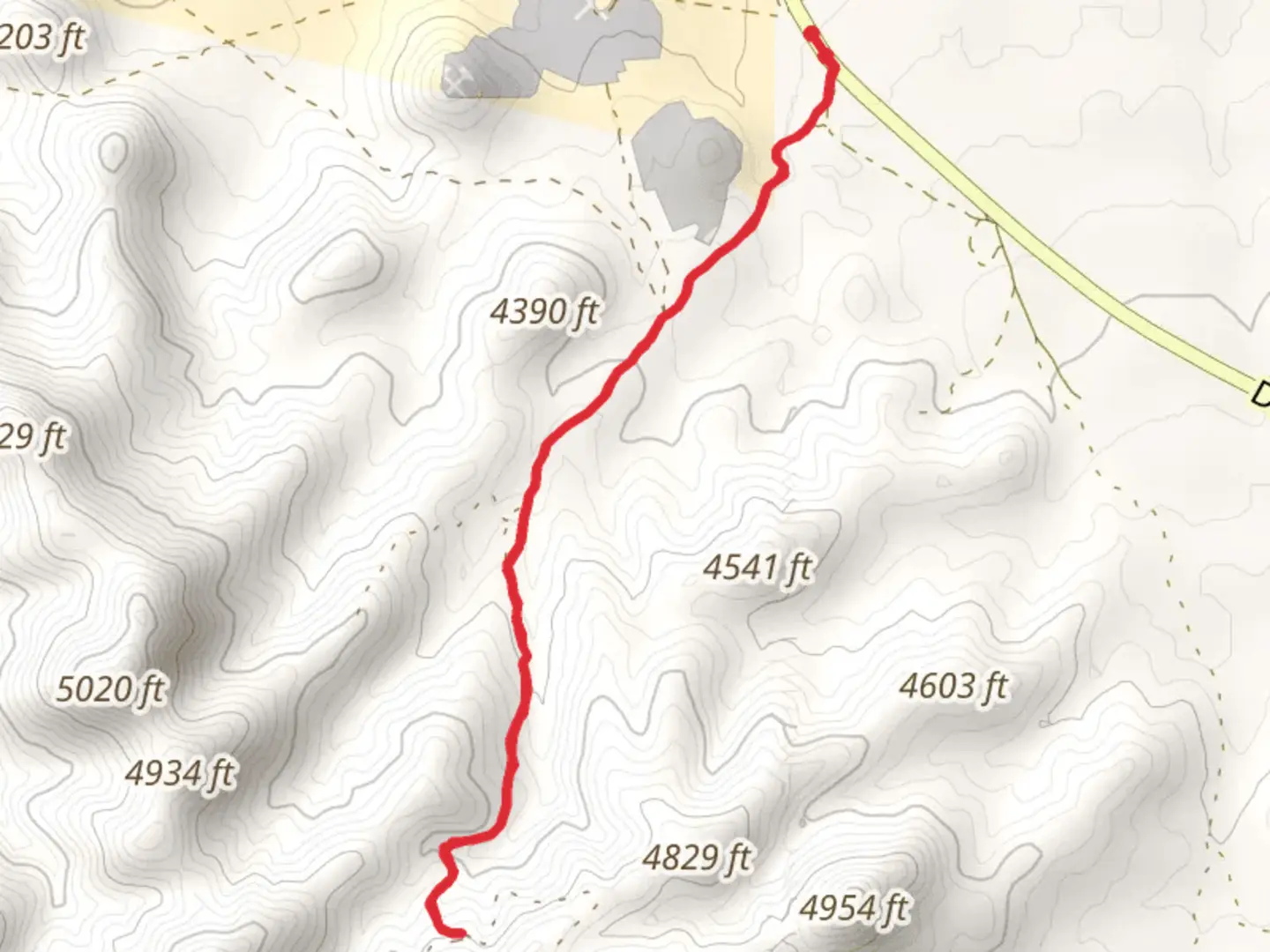 An image depicting the trail DW Ranch Road Out and Back and its surrounding area.