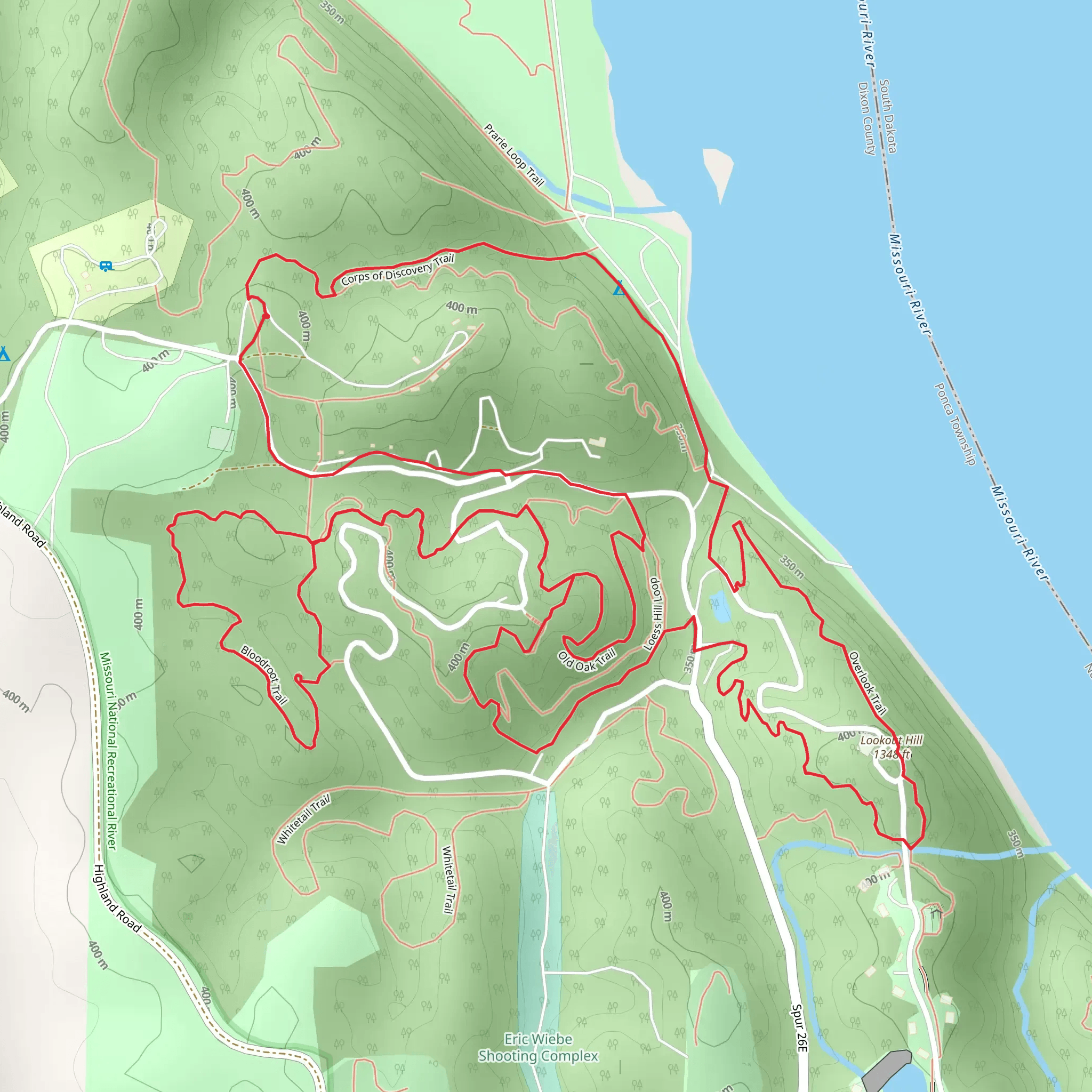 Ponca State Park Loop via Lookout Hill mobile static map
